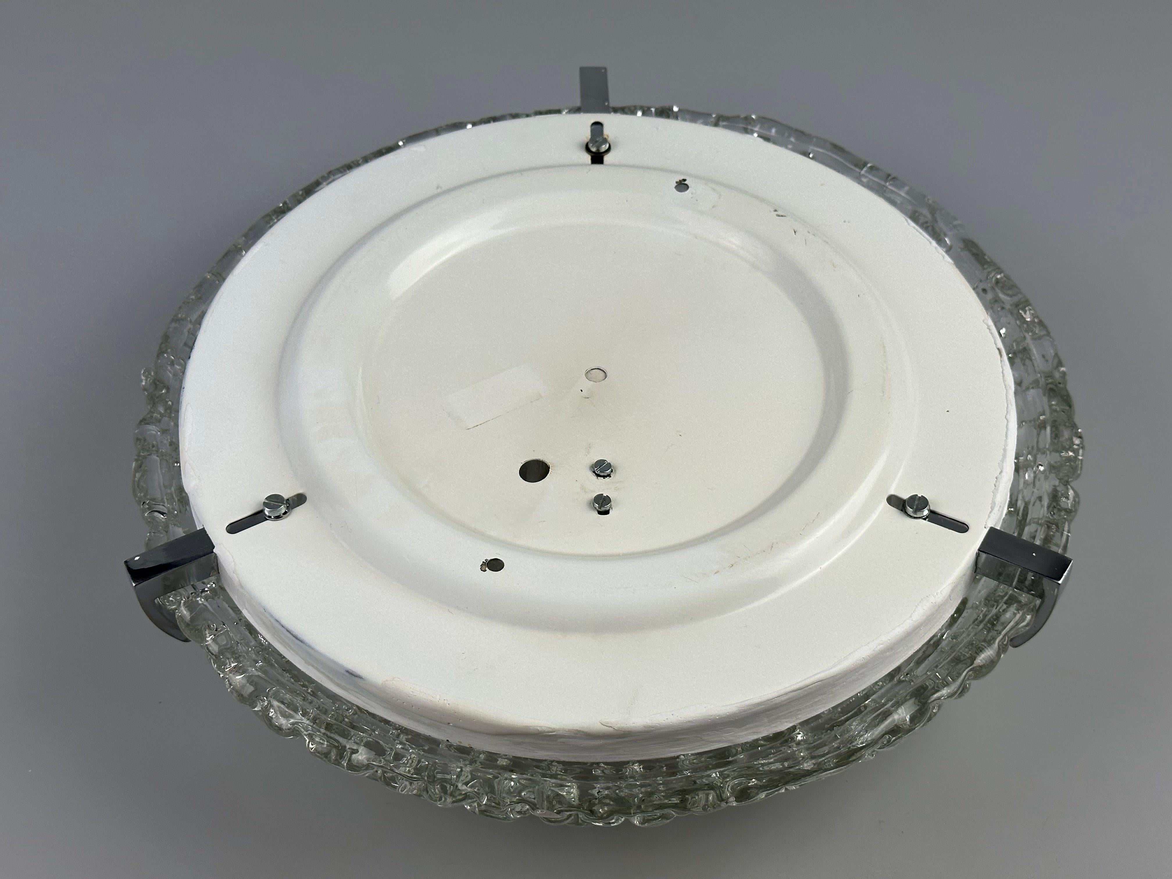 1960s 1970s Lámpara Luz Techo Flush Mount Cristal Hielo Diseño Space Age en venta 9