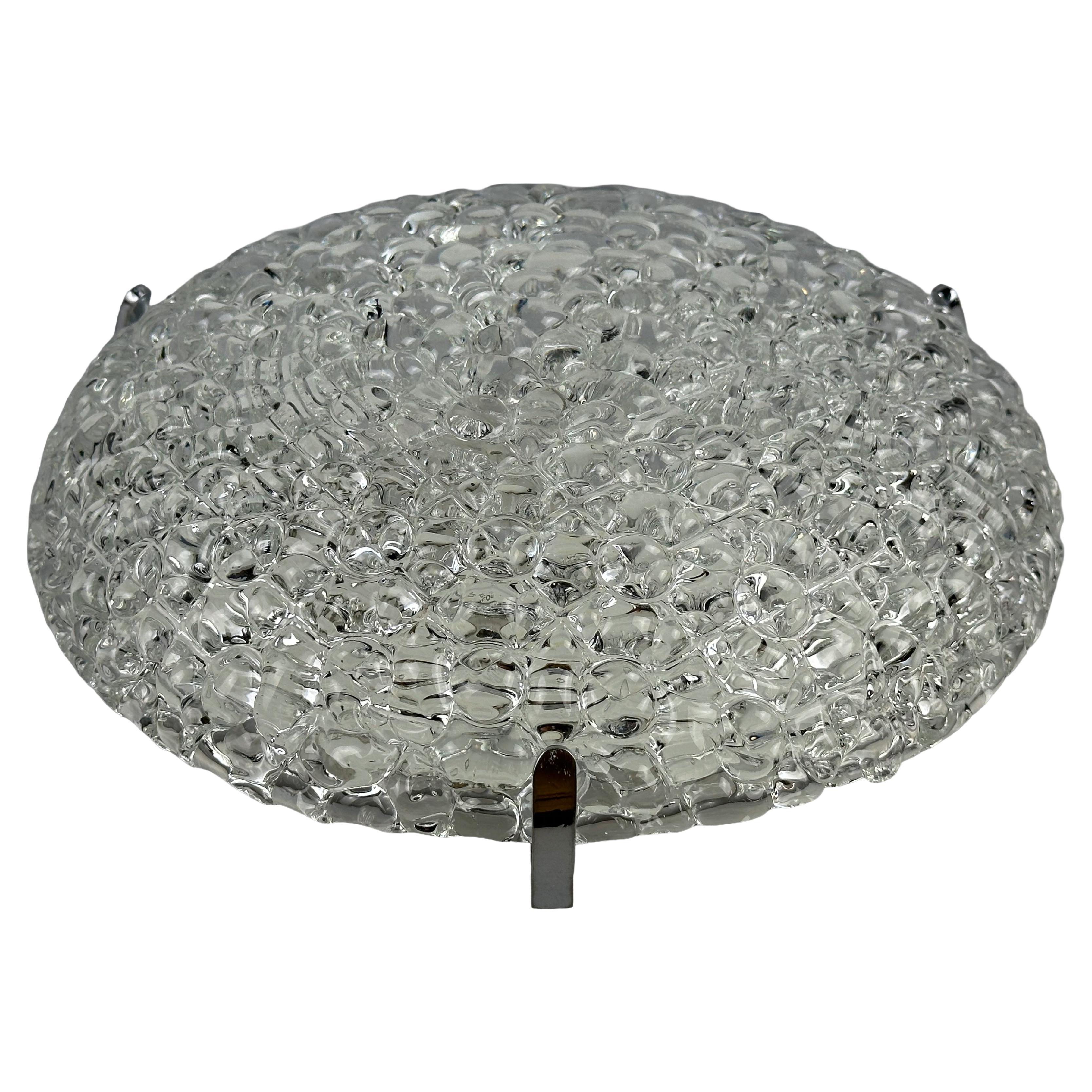 1960s 1970s Lámpara Luz Techo Flush Mount Cristal Hielo Diseño Space Age