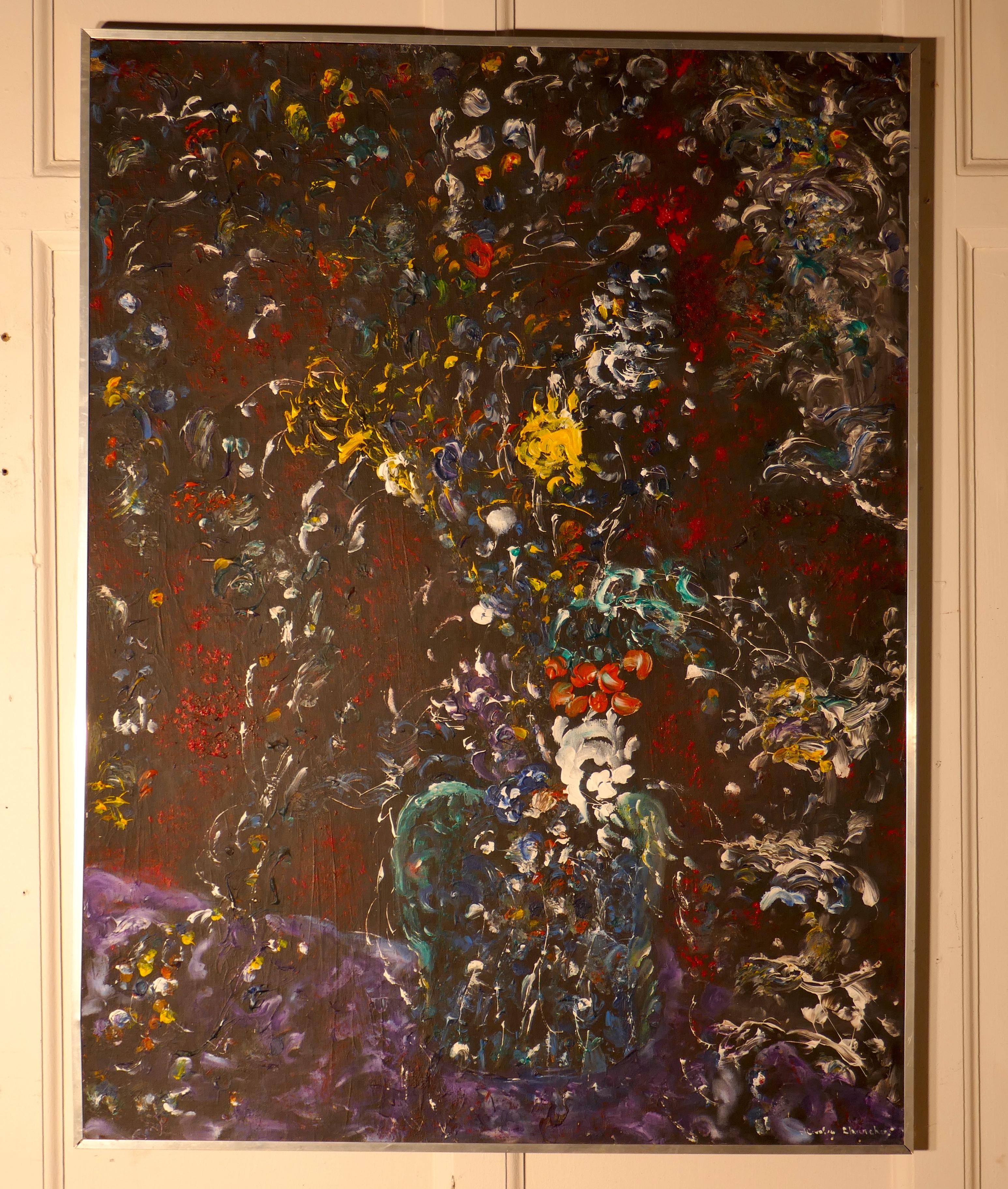 1960s-1970s Large Abstract Oil Painting “A splash of Colour” by Stanley Churchus In Good Condition In Chillerton, Isle of Wight