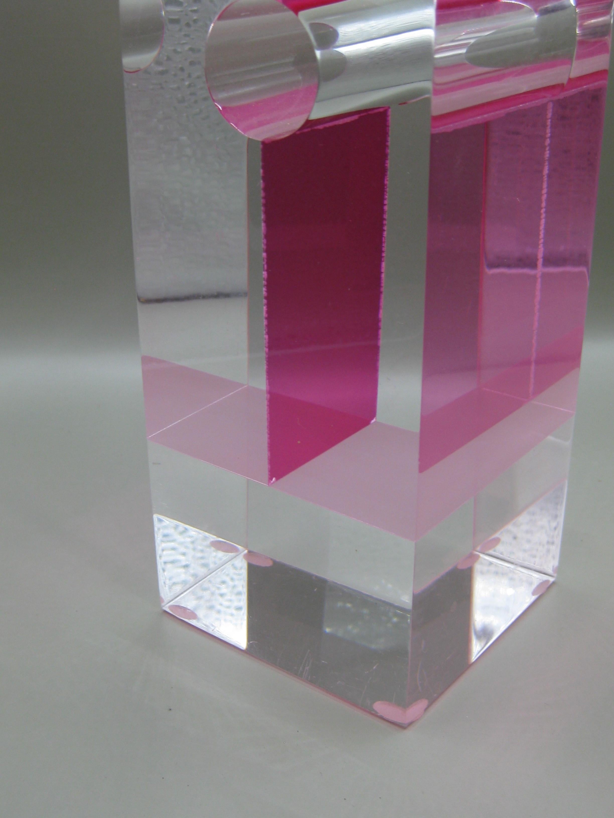 1960's-1970's Lucite Acrylic Optical Op Art Abstract Sculpture For Sale 8