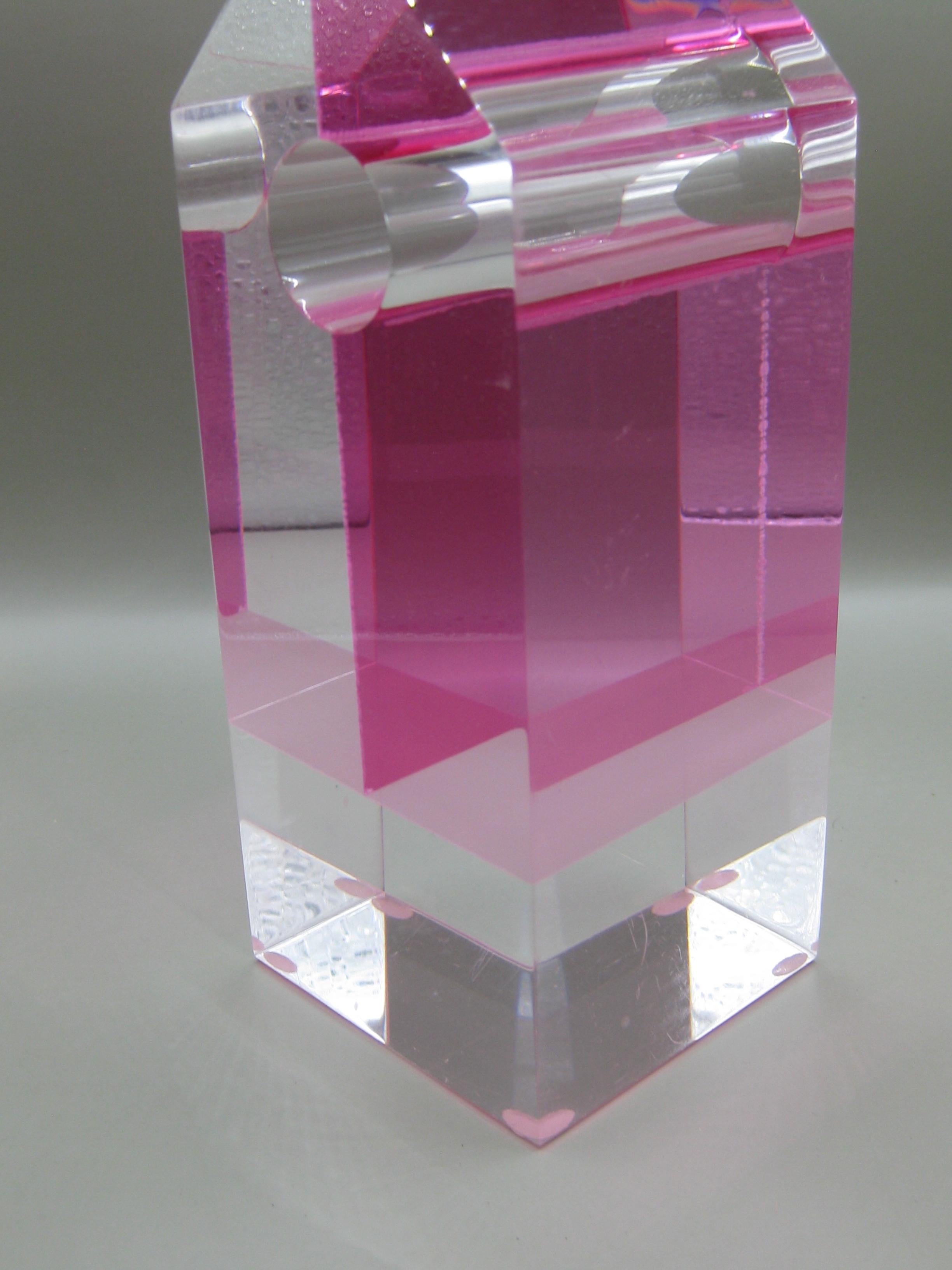 American 1960's-1970's Lucite Acrylic Optical Op Art Abstract Sculpture For Sale