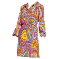 1960
s 1970
s Mod Paisley 
Star Print Go-Go Dress