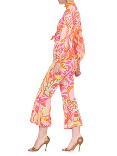 1960's 1970's Mod Psychedelic Nylon Pajama Set