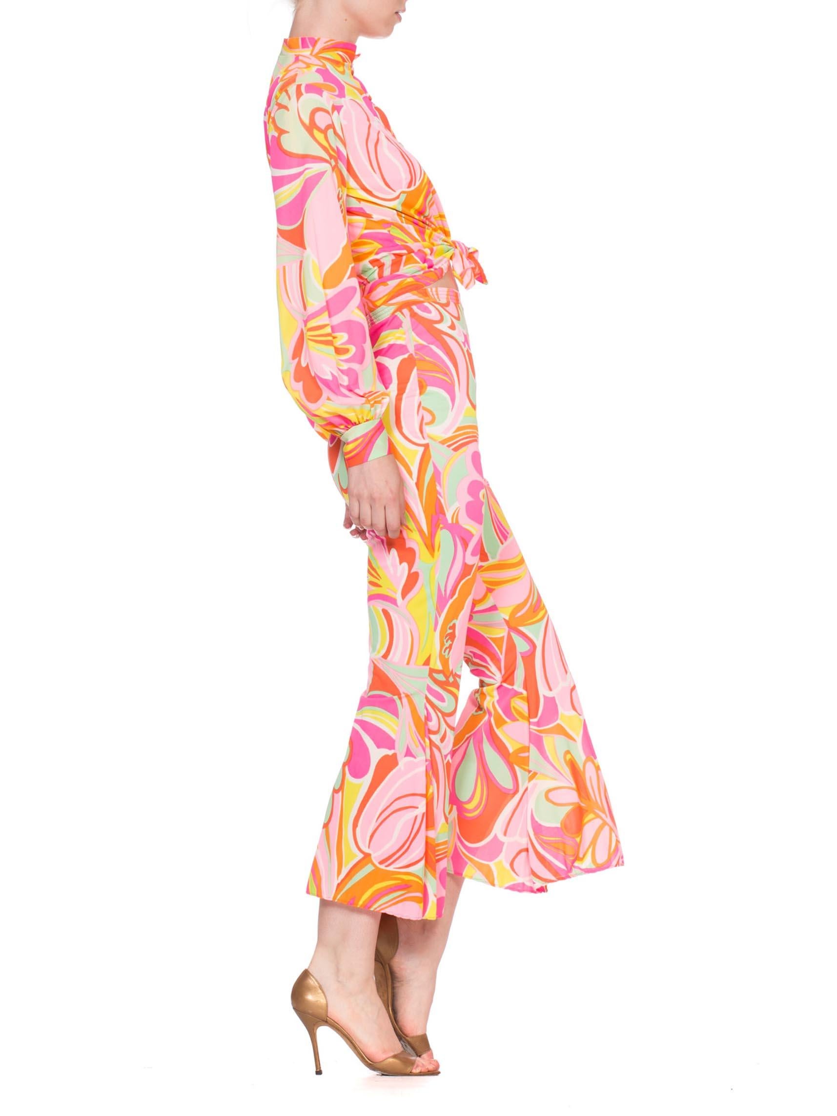 1960's 1970's Mod Psychedelic Nylon Pajama Set In Excellent Condition In New York, NY