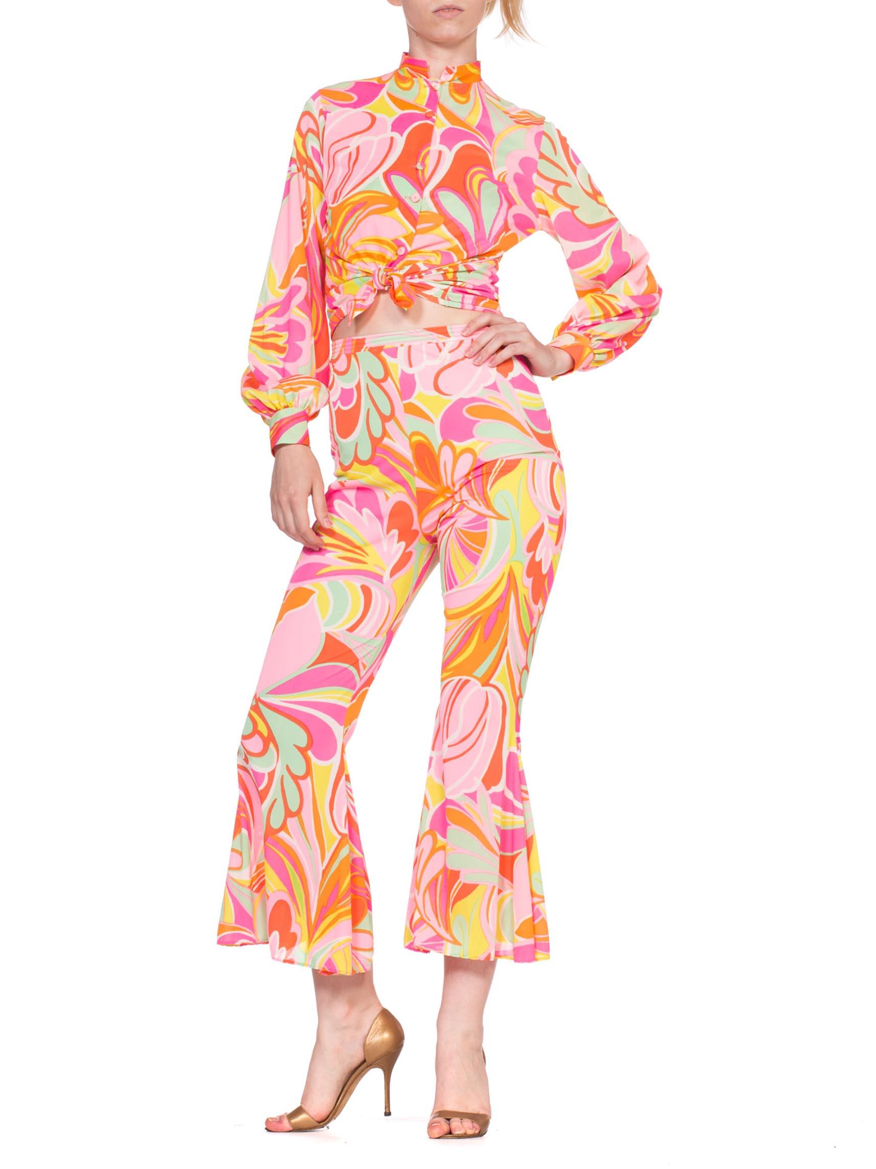 Women's 1960's 1970's Mod Psychedelic Nylon Pajama Set