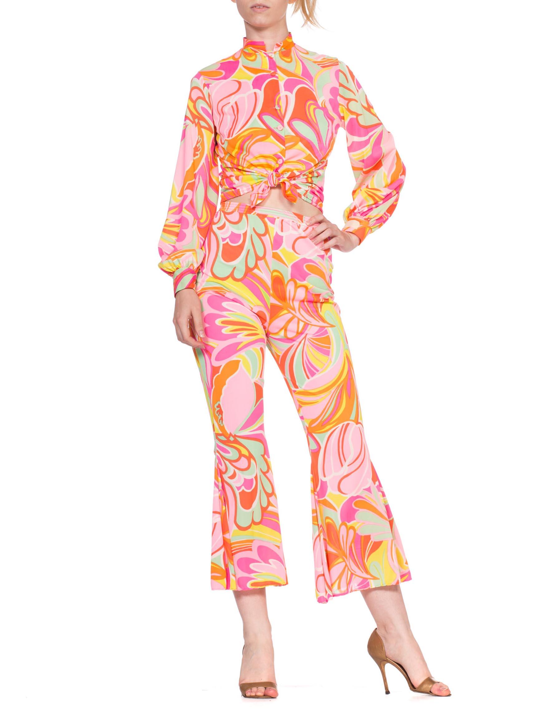 1960's 1970's Mod Psychedelic Nylon Pajama Set 3
