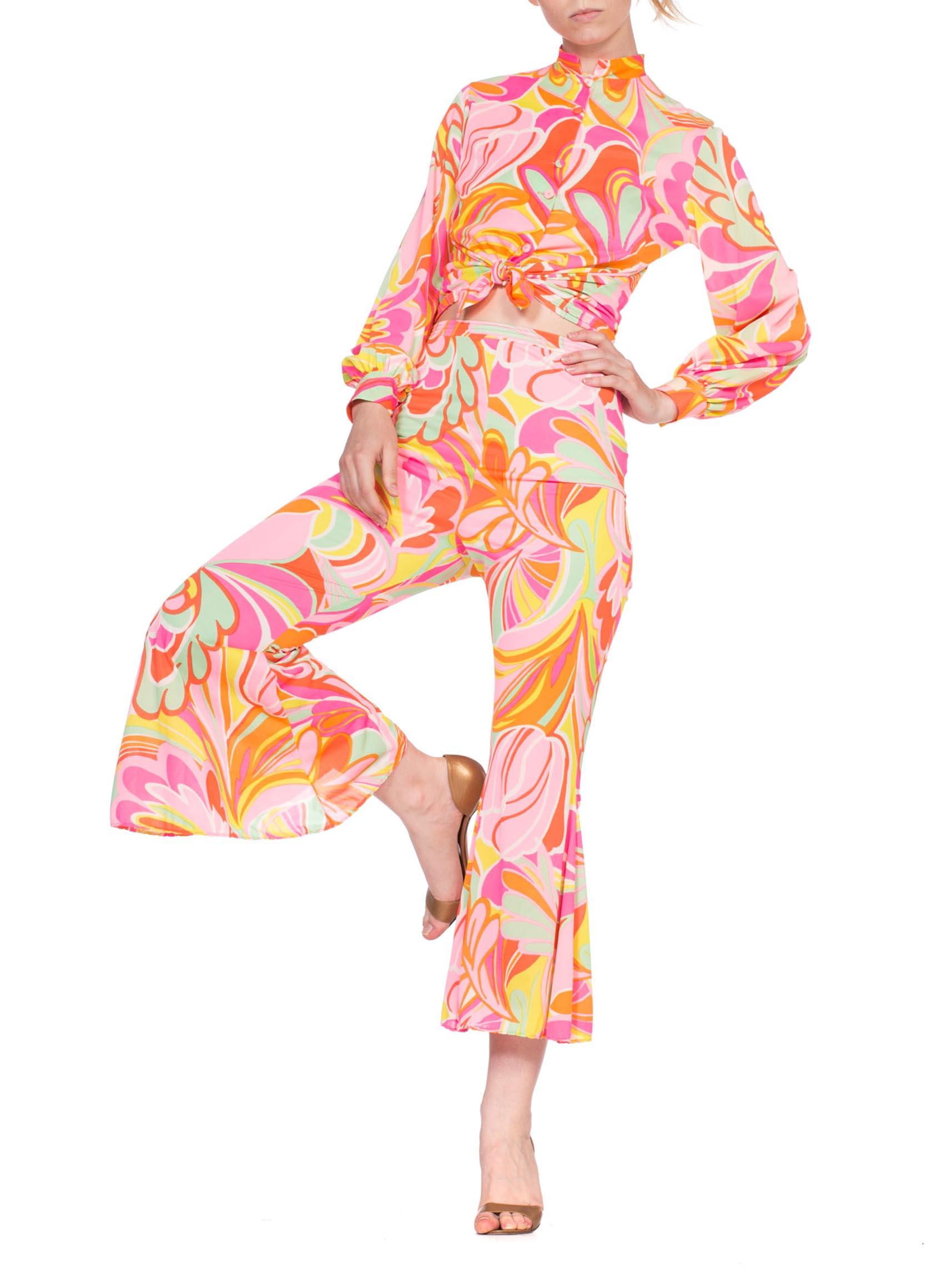 1960's 1970's Mod Psychedelic Nylon Pajama Set 4