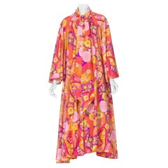 1960's 1970's Psychedelic Floral Kaftan Duster Housecoat