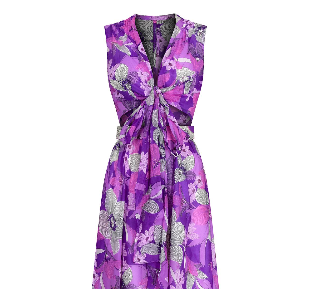 Ensemble jupe à fleurs violettes des années 1960 / 1970 - Taille 8 Pour femmes en vente