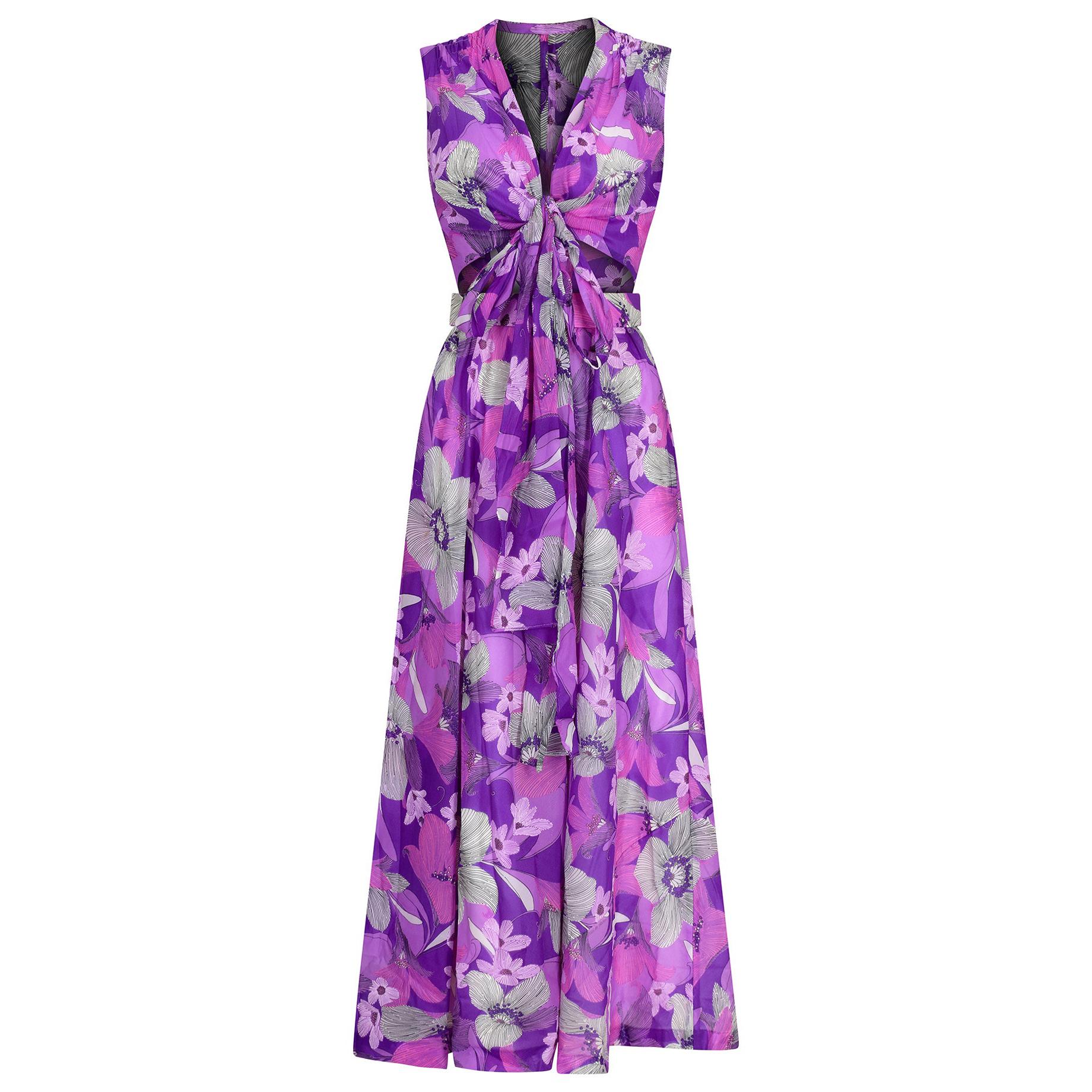 1960s / 1970s Purple Floral Skirt Set UK size 8