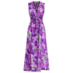 Vintage 1960s / 1970s Purple Floral Skirt Set UK size 8