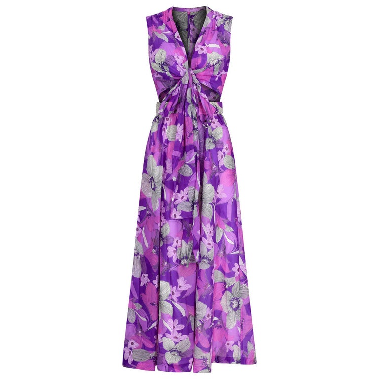 1960s / 1970s Purple Floral Skirt Set UK size 8 For Sale at 1stDibs