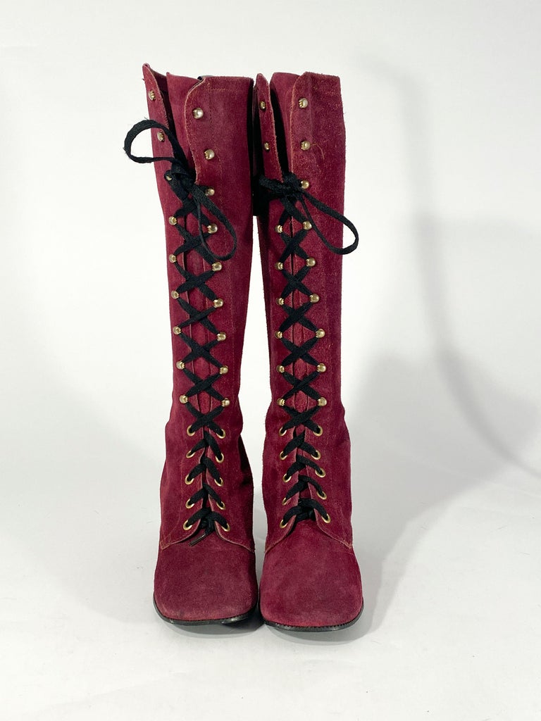 1960s/1970s Purple Suede Lace-up Boots at 1stDibs | 60s lace up boots ...