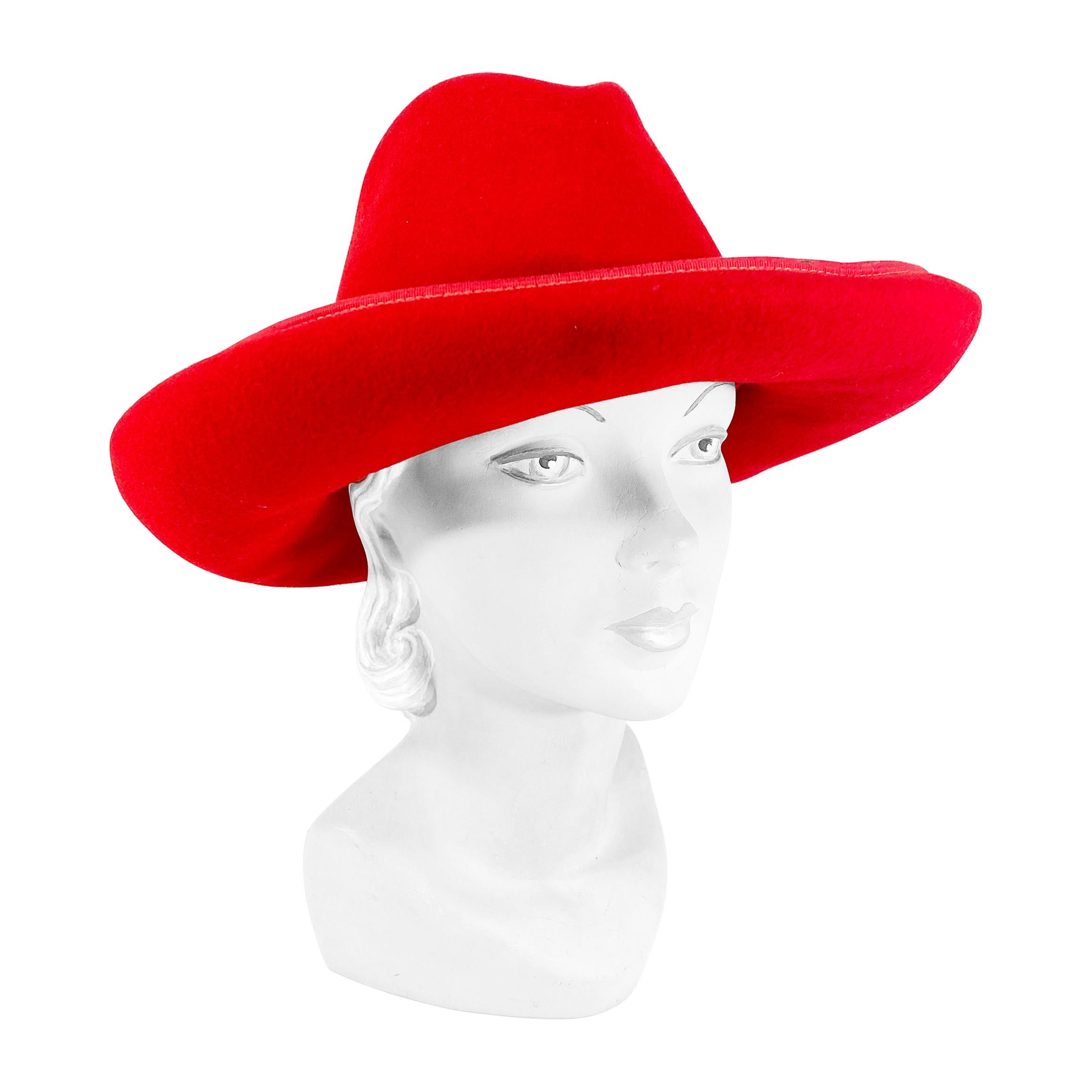 1960s/1970s Red Fur Felt Cowboy Hat