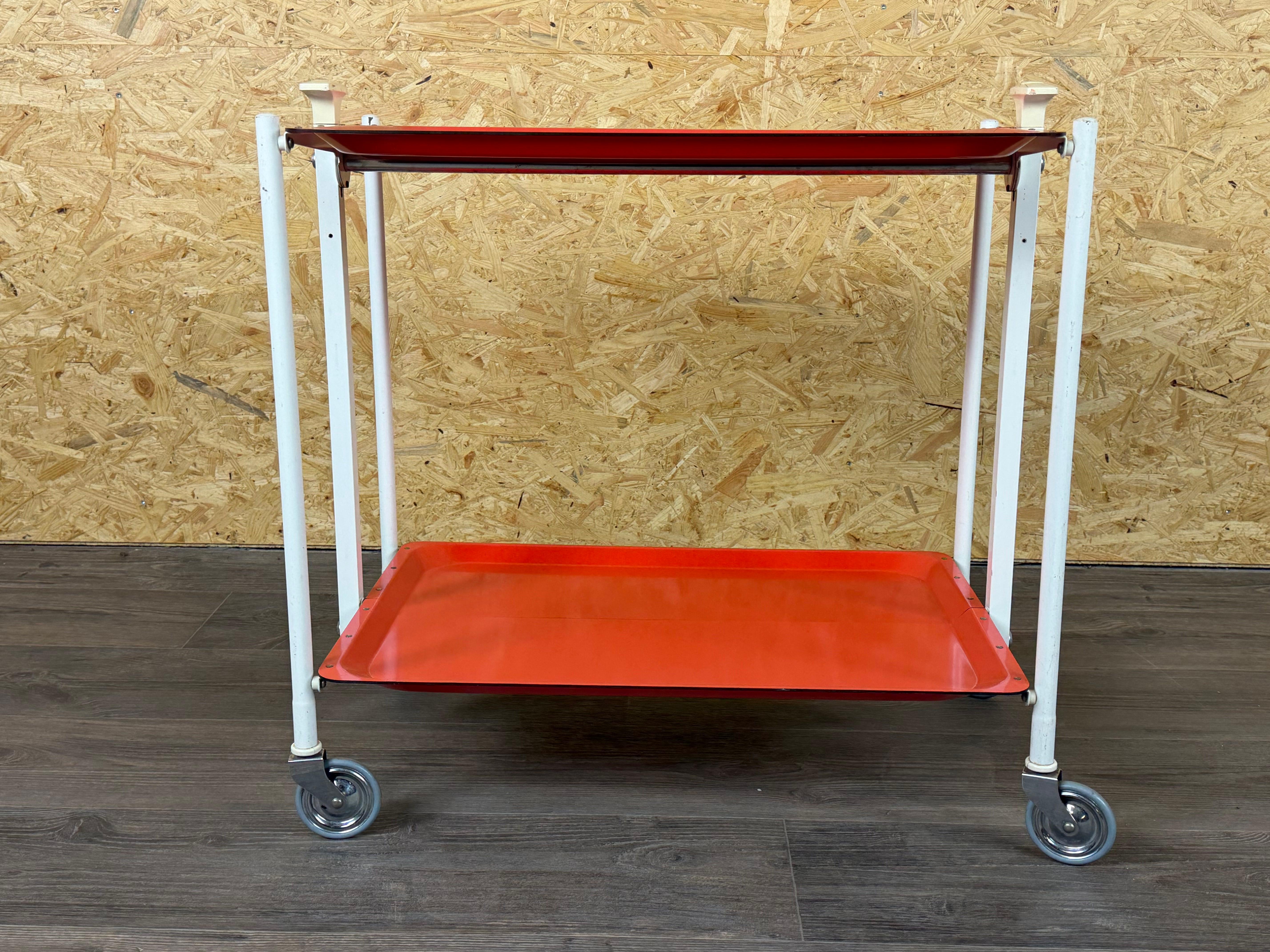 1960s 1970s Serving Cart Dinette Side Table Orange Space Age Design For Sale 4