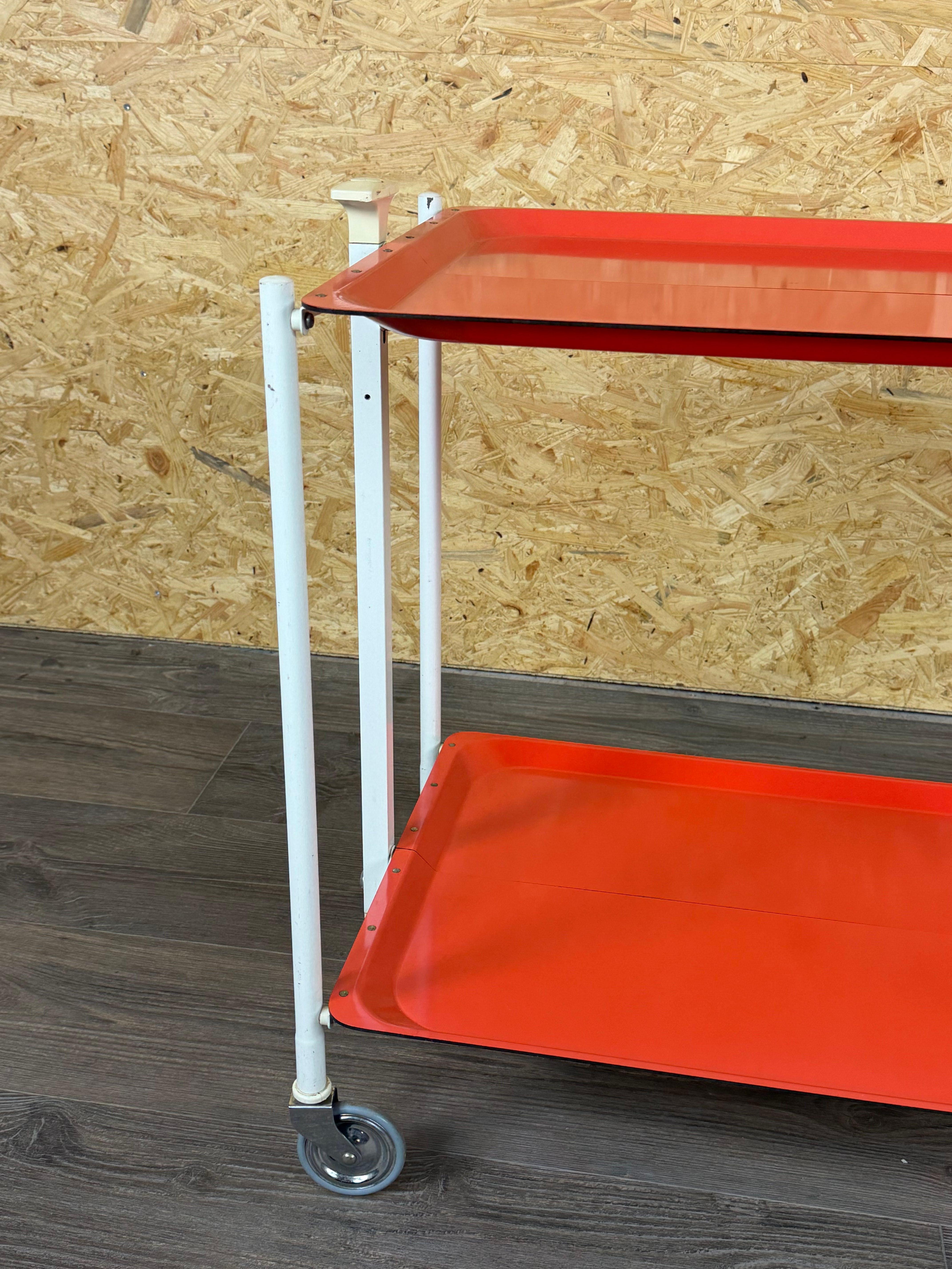 1960s 1970s Serving Cart Dinette Side Table Orange Space Age Design For Sale 5
