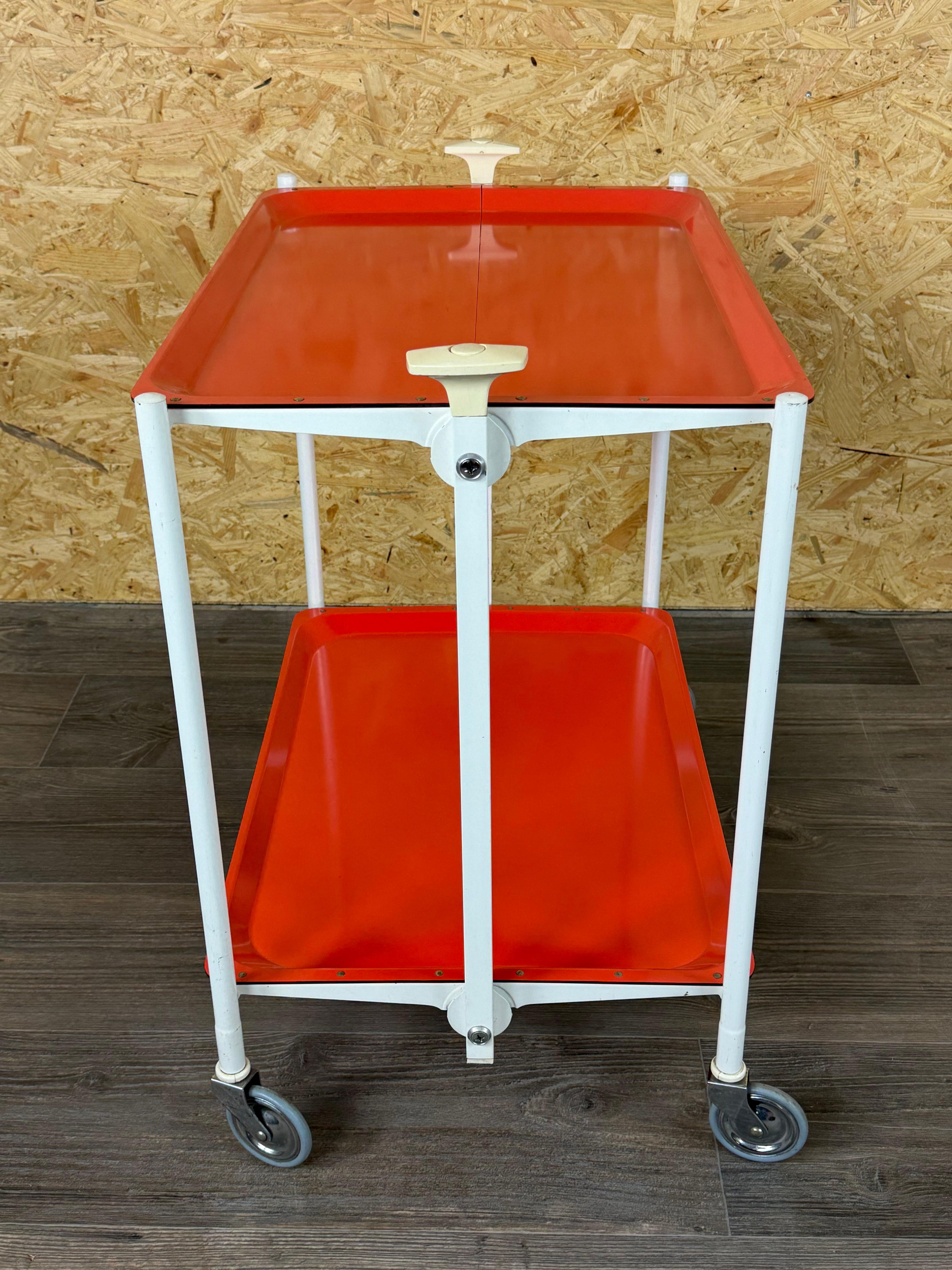 1960s 1970s Serving Cart Dinette Side Table Orange Space Age Design For Sale 7