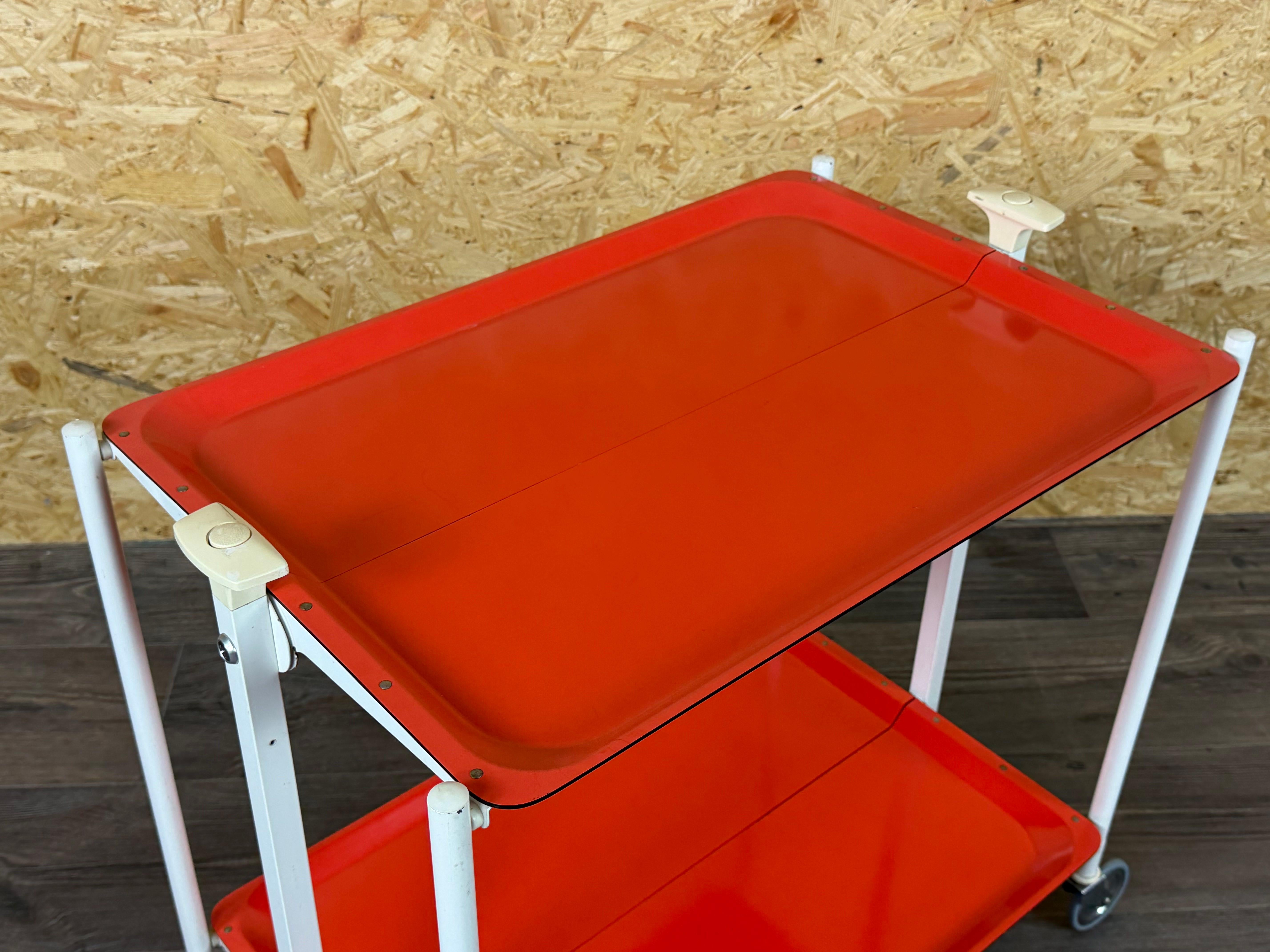 German 1960s 1970s Serving Cart Dinette Side Table Orange Space Age Design For Sale