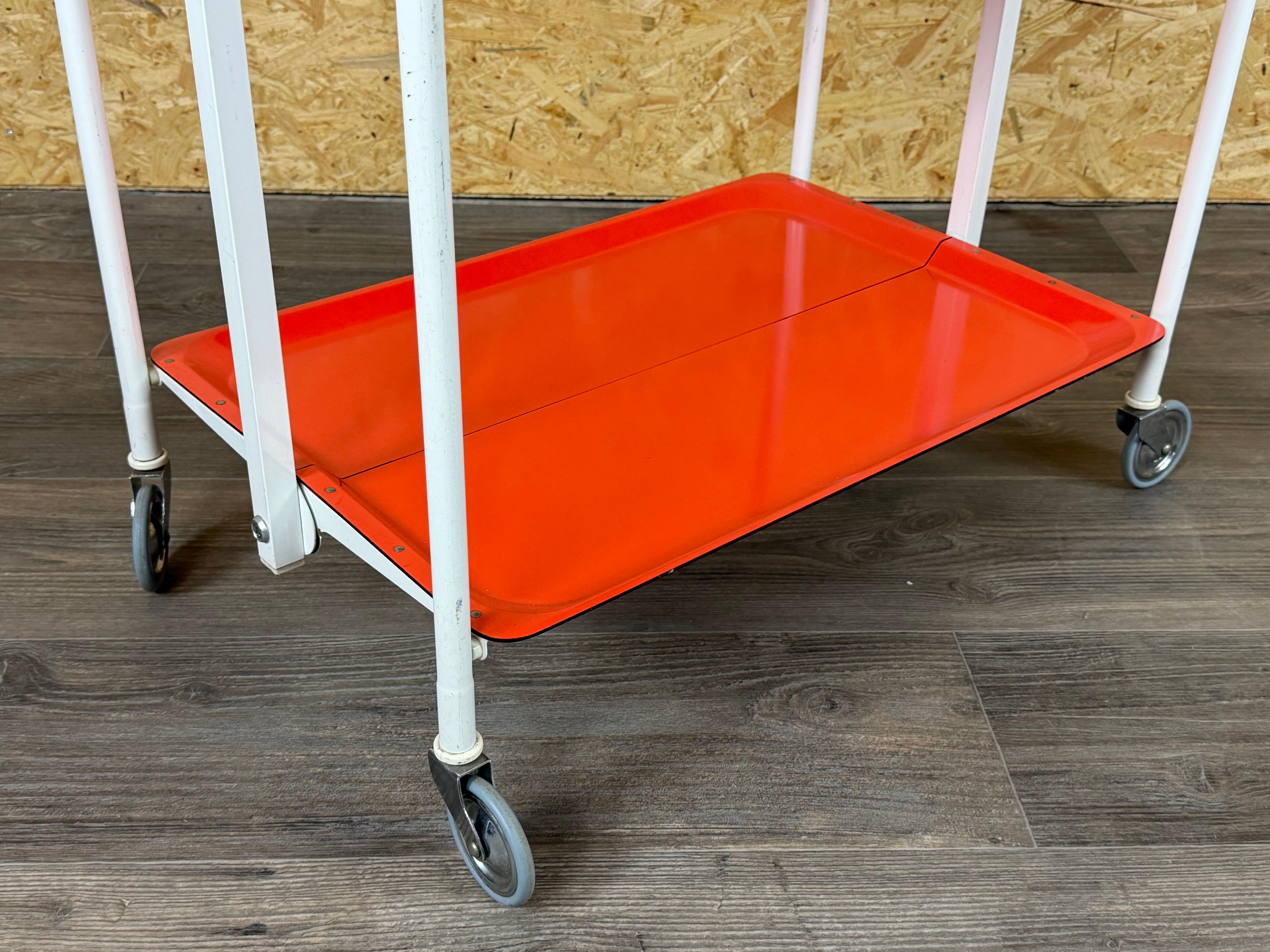 1960s 1970s Serving Cart Dinette Side Table Orange Space Age Design In Good Condition For Sale In Neuenkirchen, NI