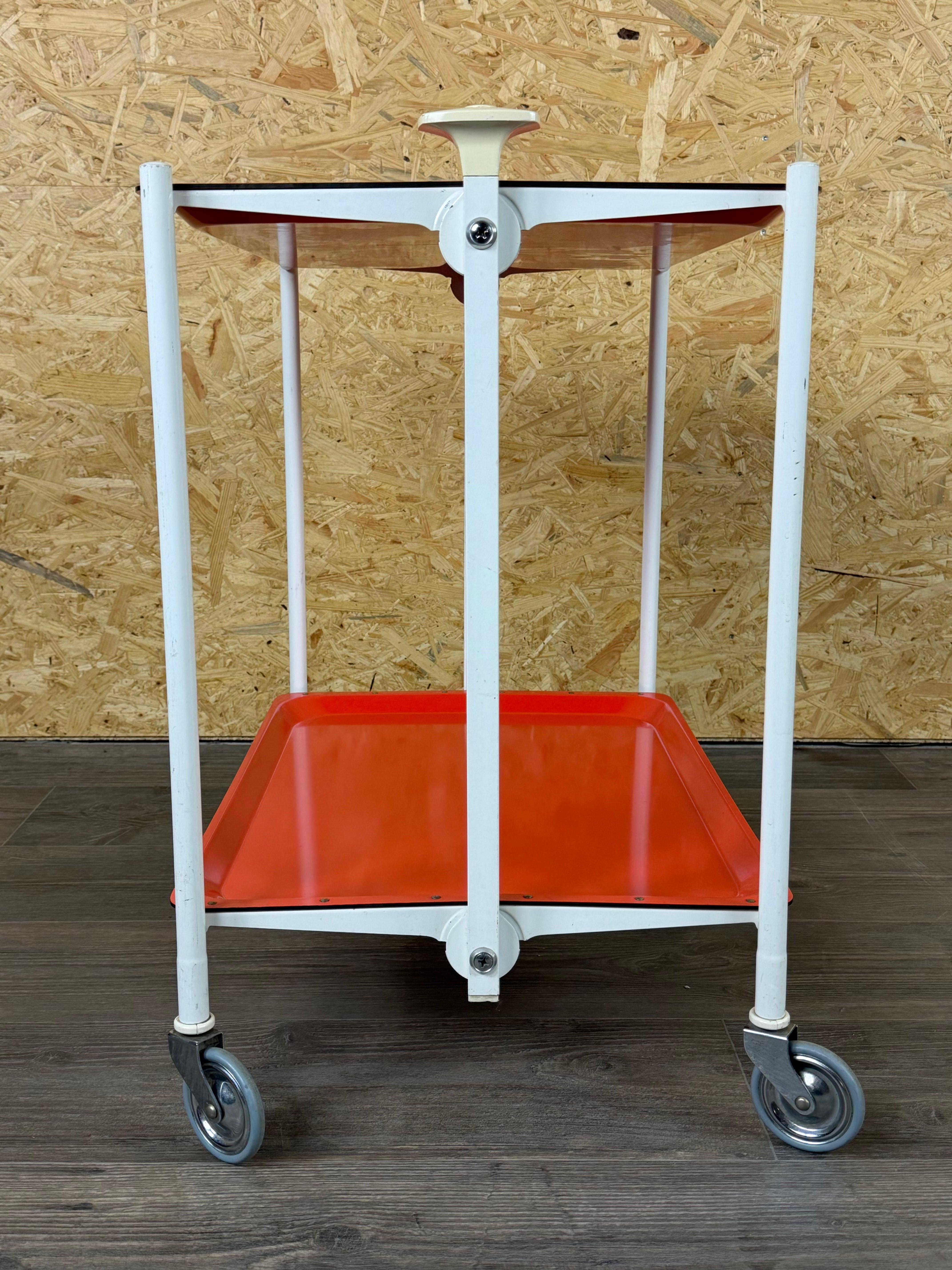 Late 20th Century 1960s 1970s Serving Cart Dinette Side Table Orange Space Age Design For Sale