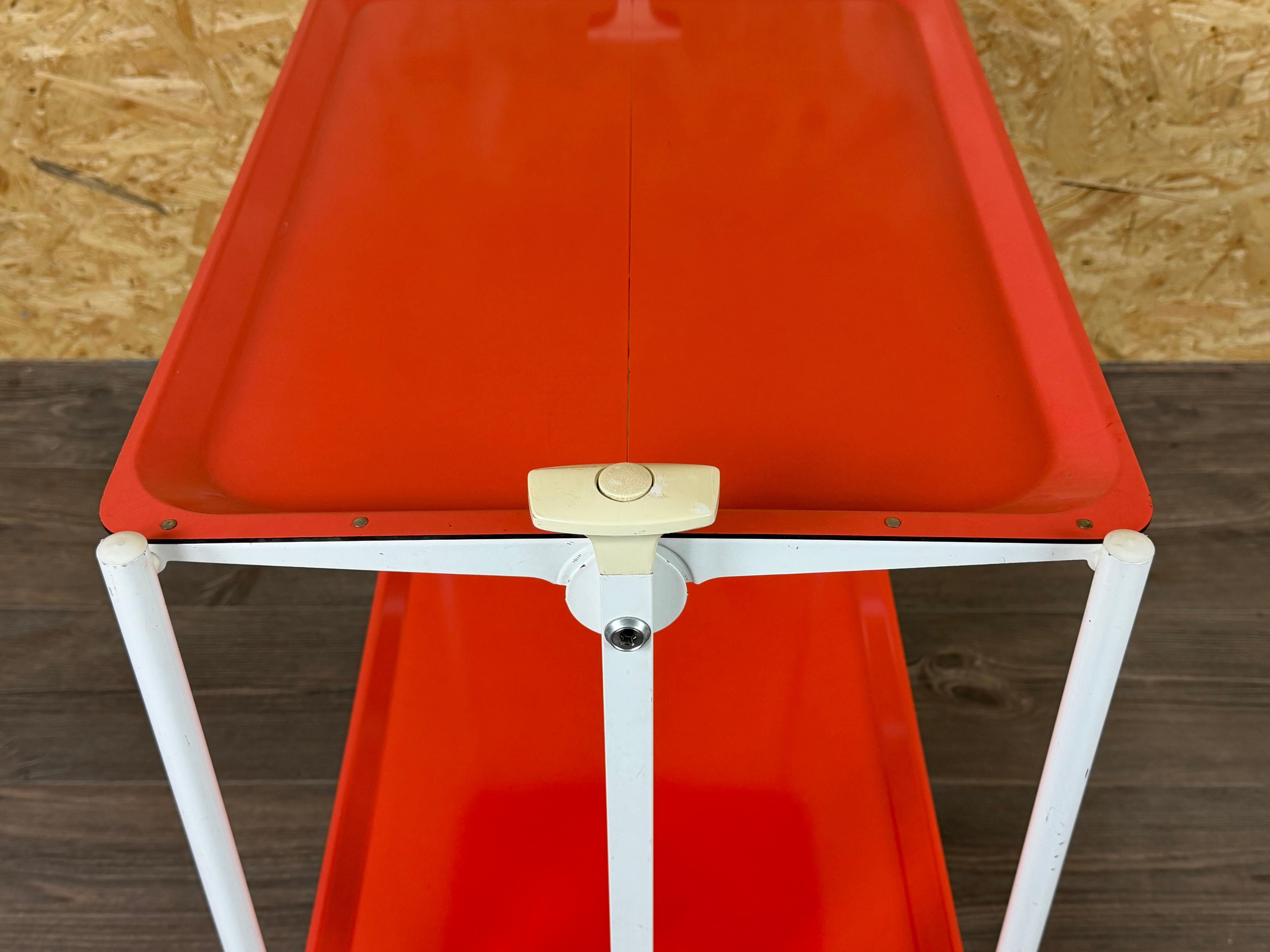 1960s 1970s Serving Cart Dinette Side Table Orange Space Age Design For Sale 2