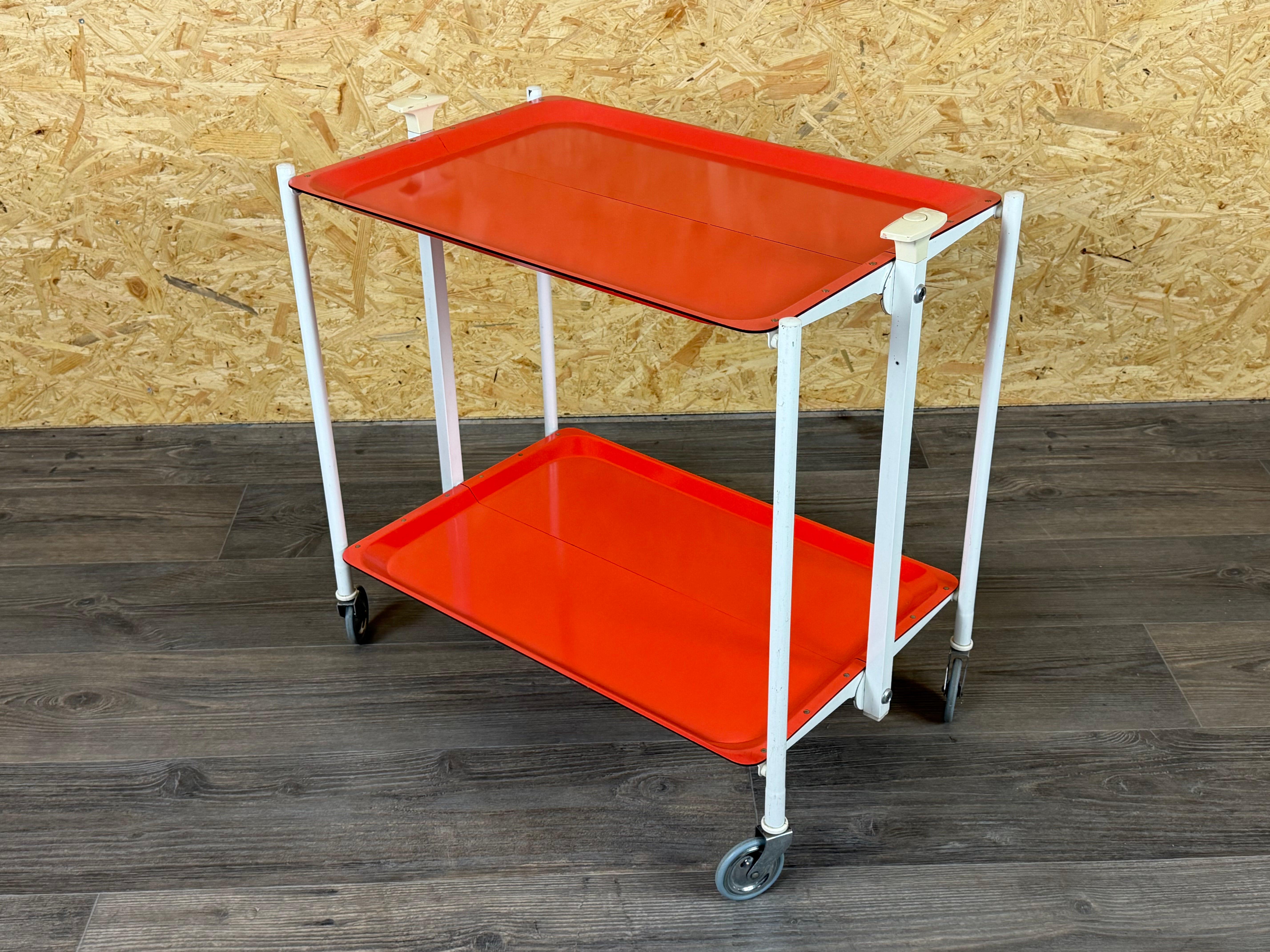 1960s 1970s Serving Cart Dinette Side Table Orange Space Age Design For Sale 3