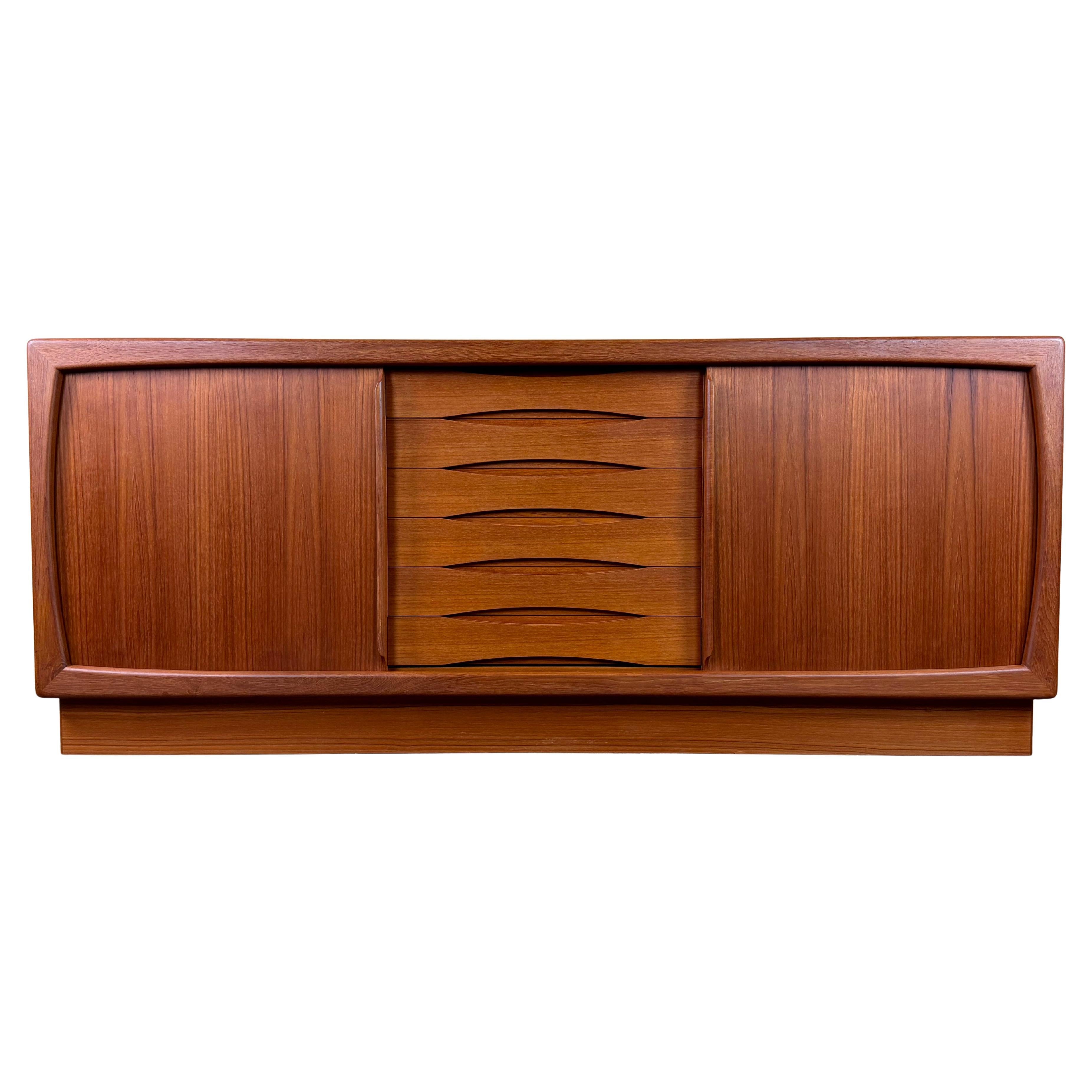 1960s 1970s Teak Sideboard Credenza by Dyrlund Made in Denmark Design For Sale