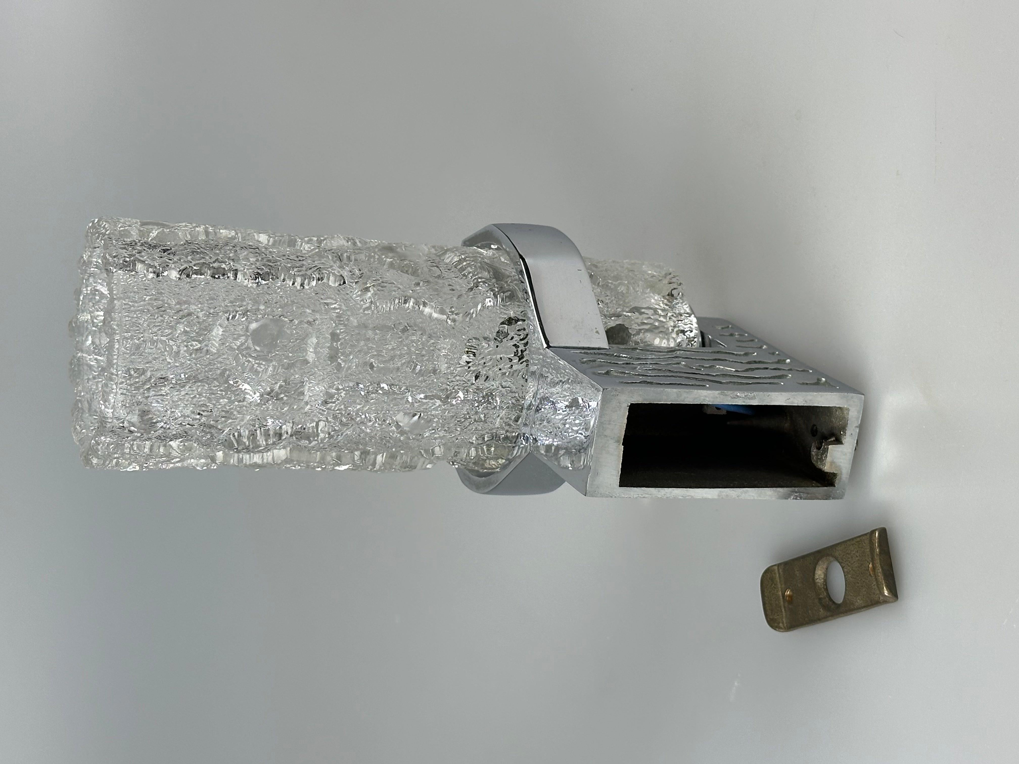 1960s 1970s Wall Lamp in Glass & Chrome, Brutalist German Design For Sale 6