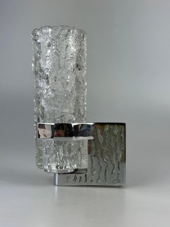 1960s 1970s Wall Lamp in Glass & Chrome, Brutalist German Design