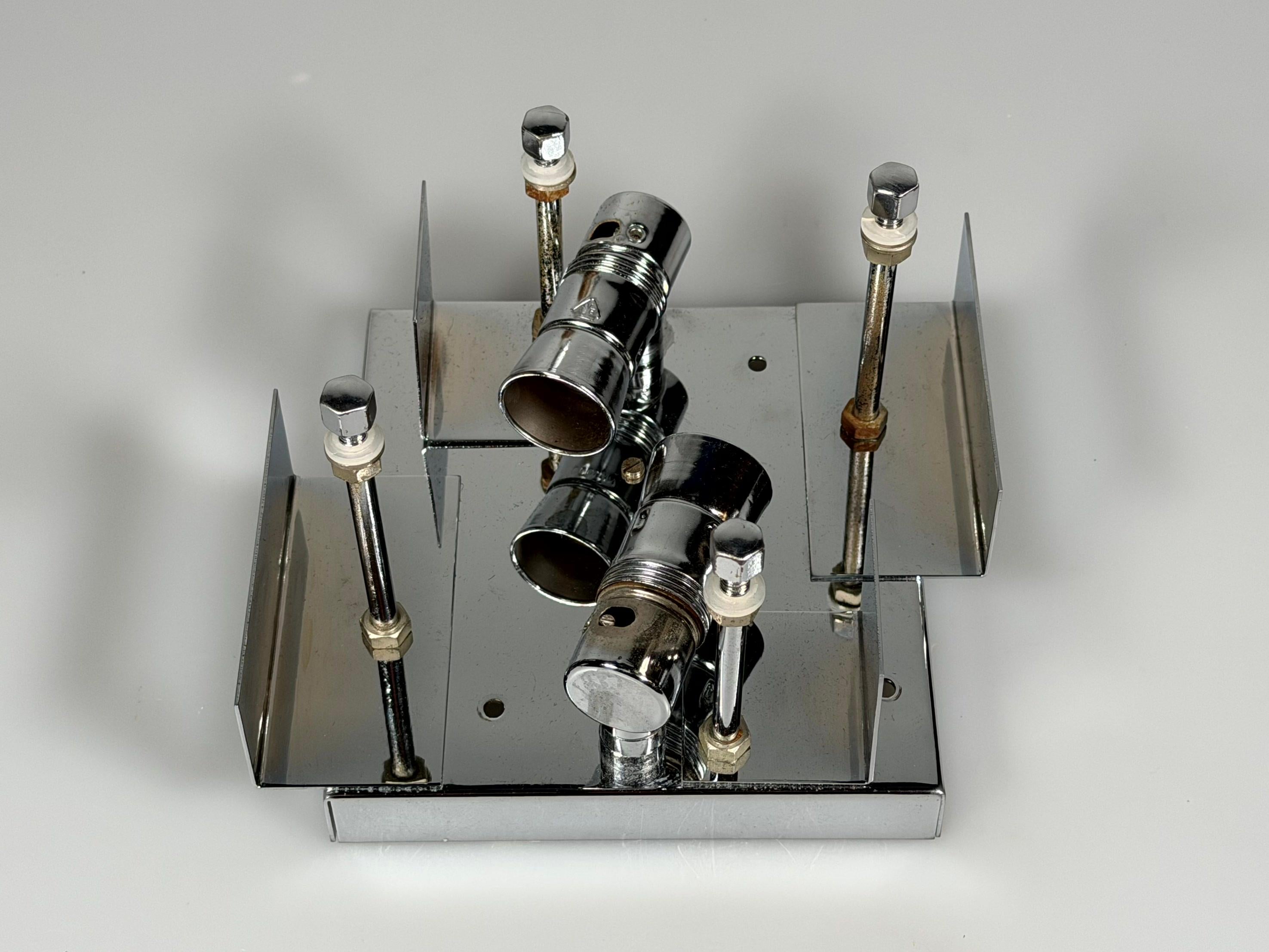 Bufanda de pared de los años 60 y 70 de Kinkeldey Lighting Germany en cristal y cromo en venta 9