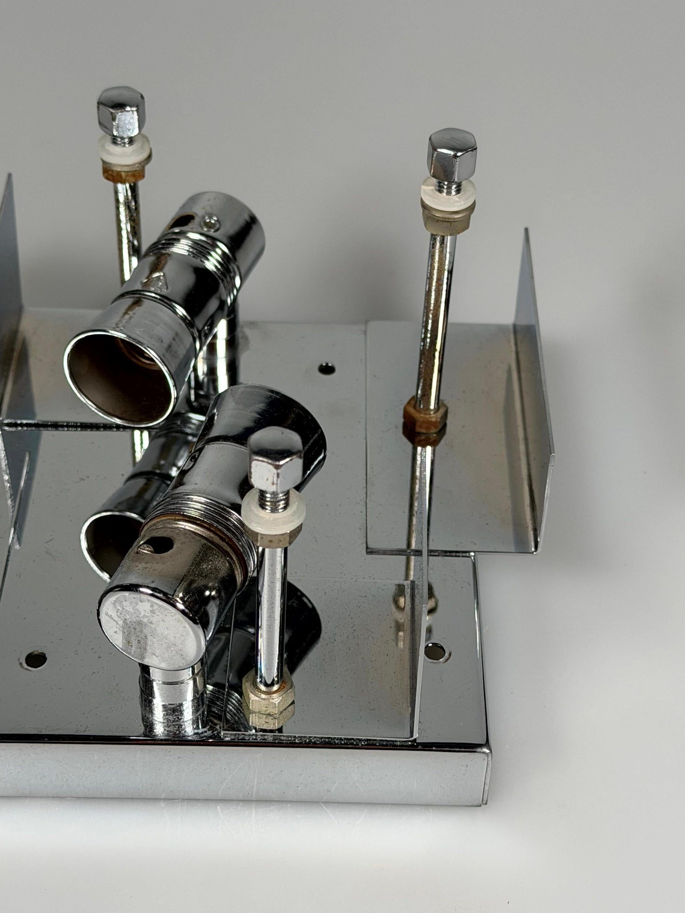 Bufanda de pared de los años 60 y 70 de Kinkeldey Lighting Germany en cristal y cromo en venta 11