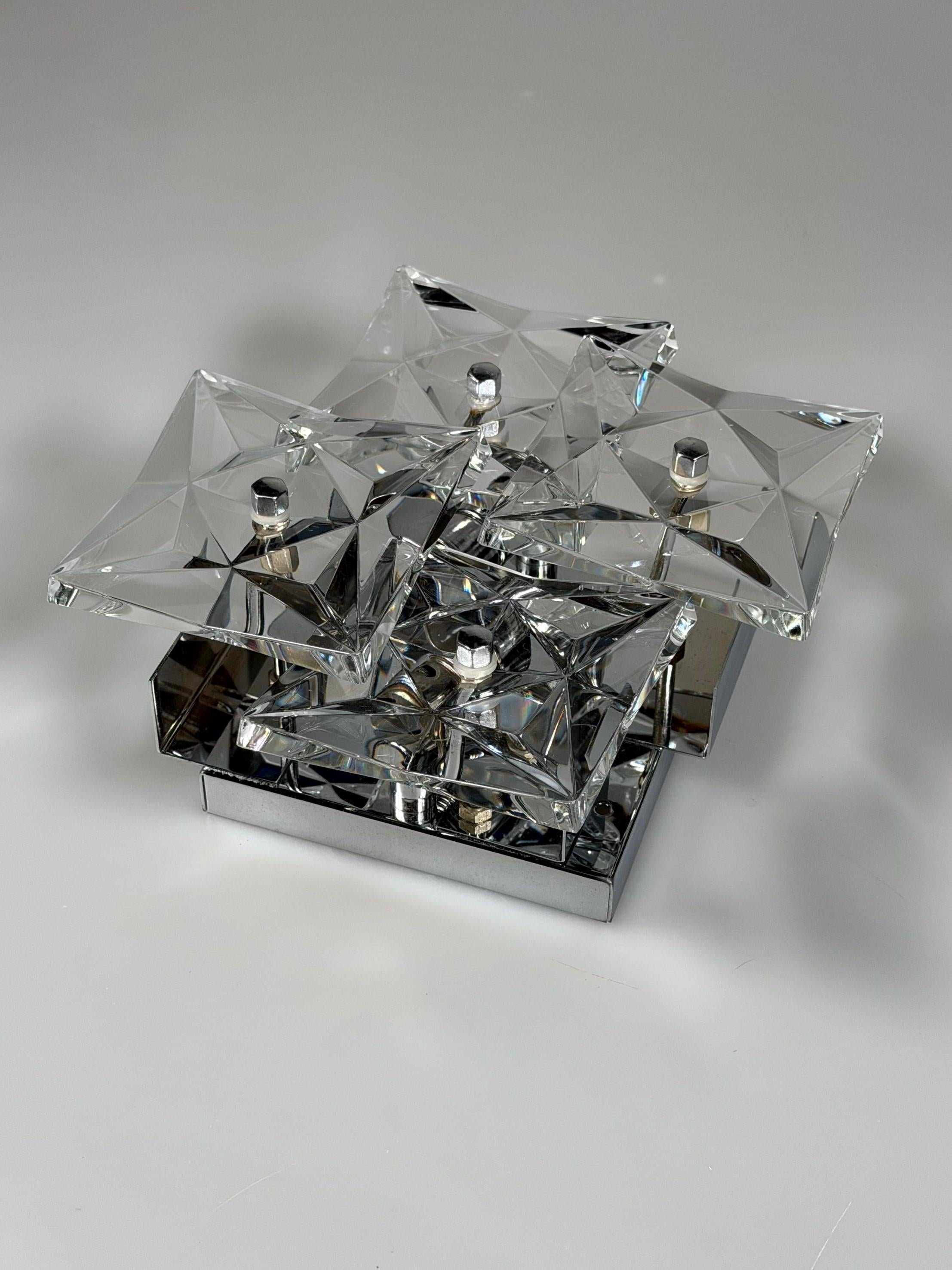 Bufanda de pared de los años 60 y 70 de Kinkeldey Lighting Germany en cristal y cromo en Bueno estado para la venta en Neuenkirchen, NI