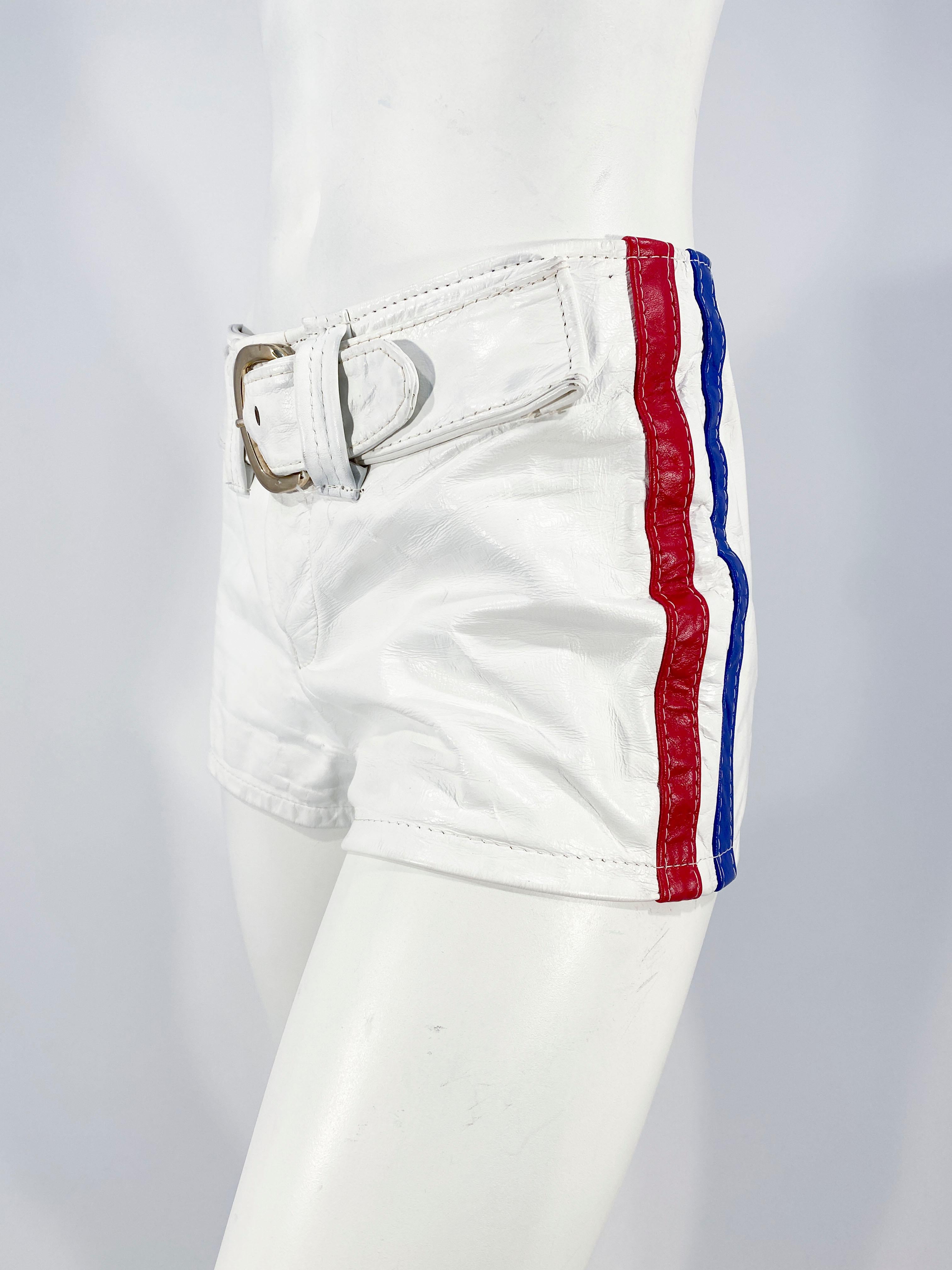 Gray 1960s/1970s White Leather Go-go Shorts