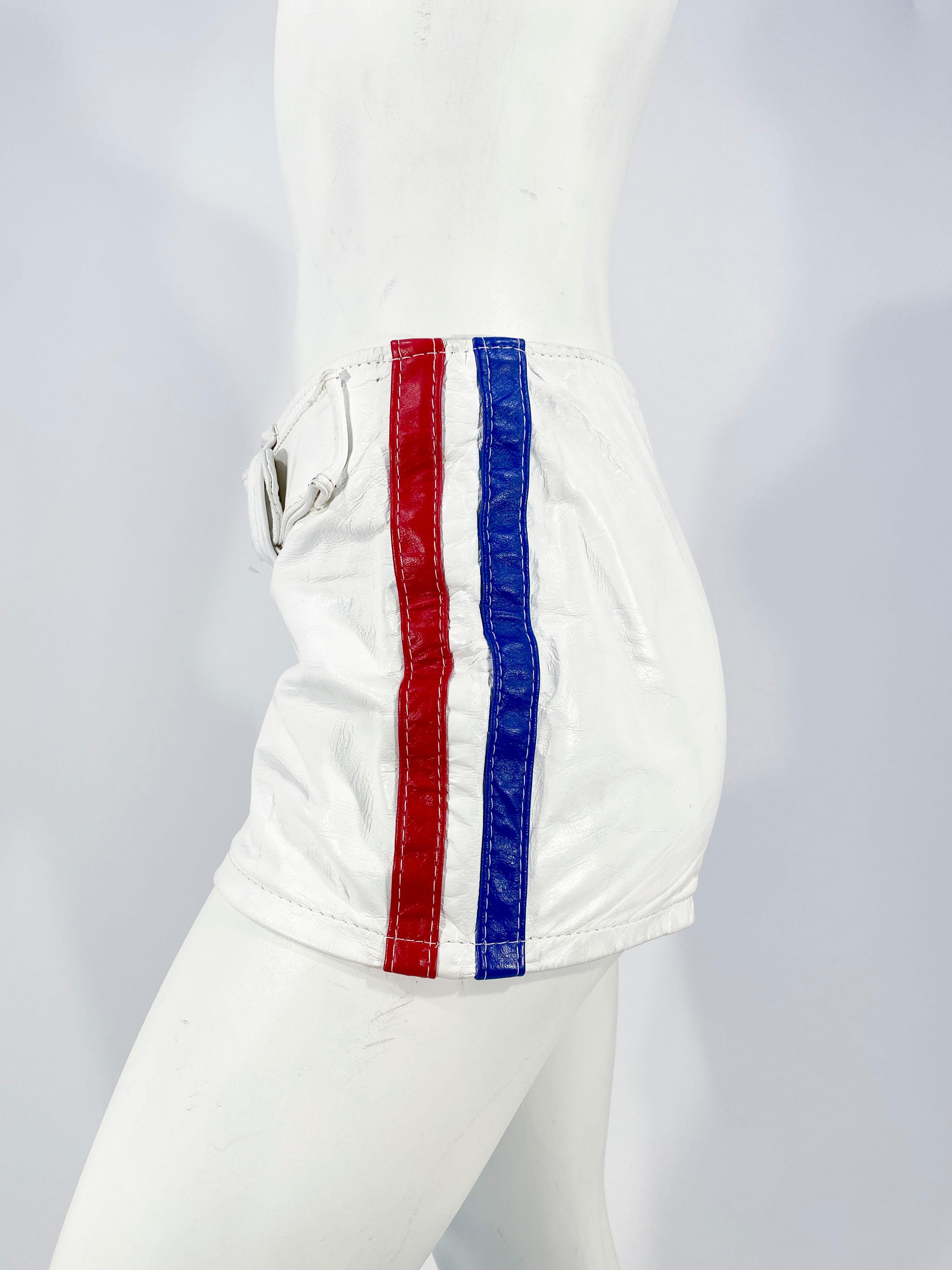 1960s/1970s White Leather Go-go Shorts In Good Condition In San Francisco, CA