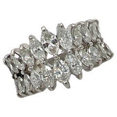 1960's 2.00 CTW Marquise Diamond Platinum Wedding Band Ring Vintage