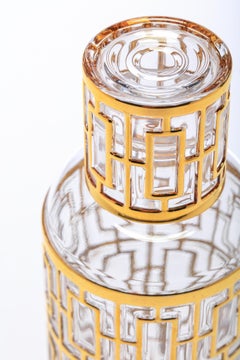 1960s 22k Gold Shoji Sake Bottle & Glasses Set by Imperial Glass Co.