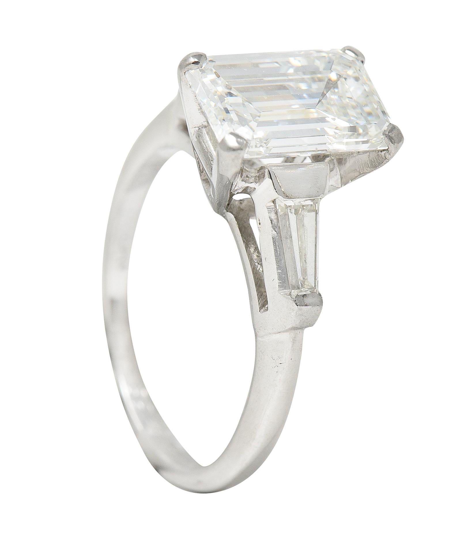 1960's 2,30 Karat Smaragdschliff Diamant Platin Vintage Verlobungsring GIA 5