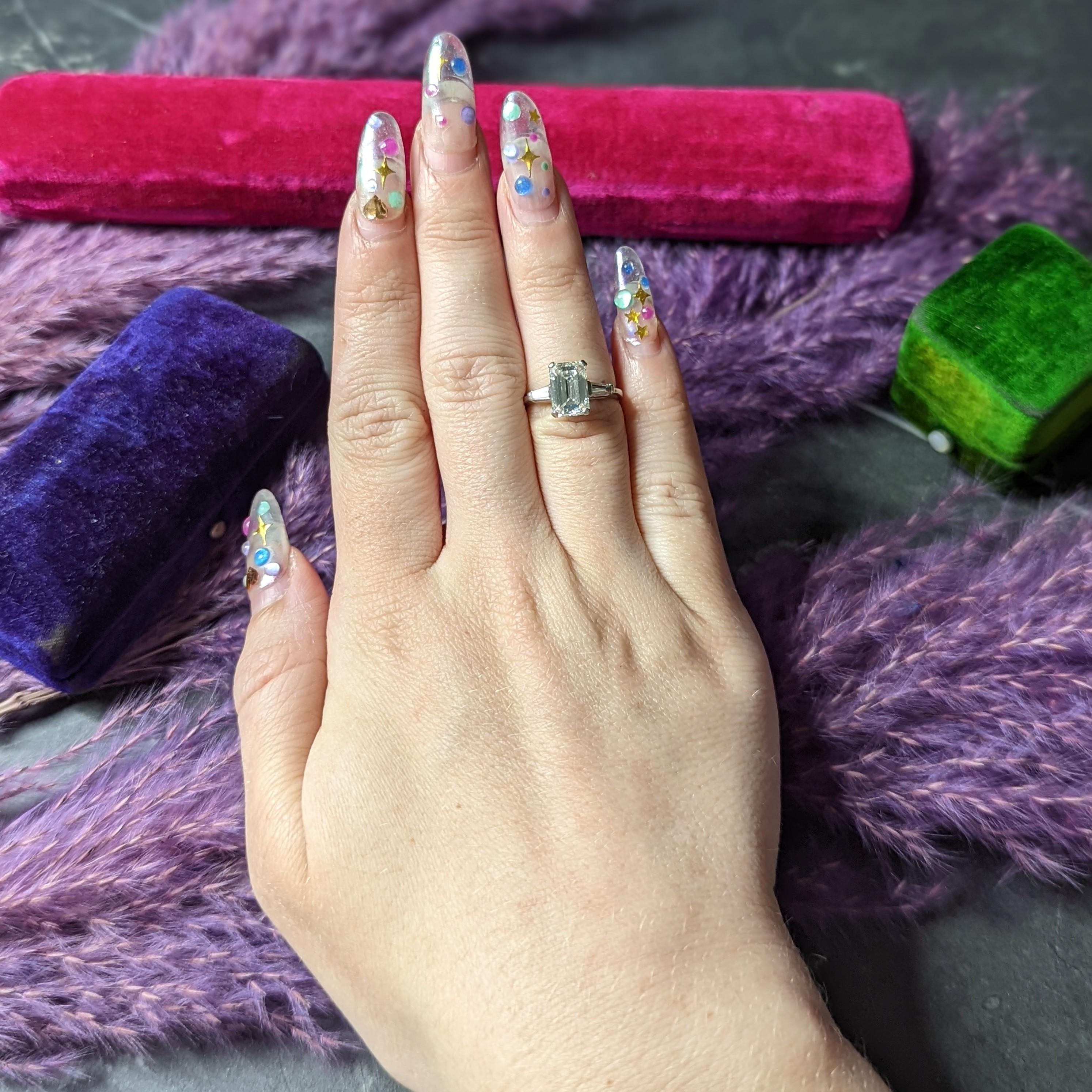 1960's 2,30 Karat Smaragdschliff Diamant Platin Vintage Verlobungsring GIA 6