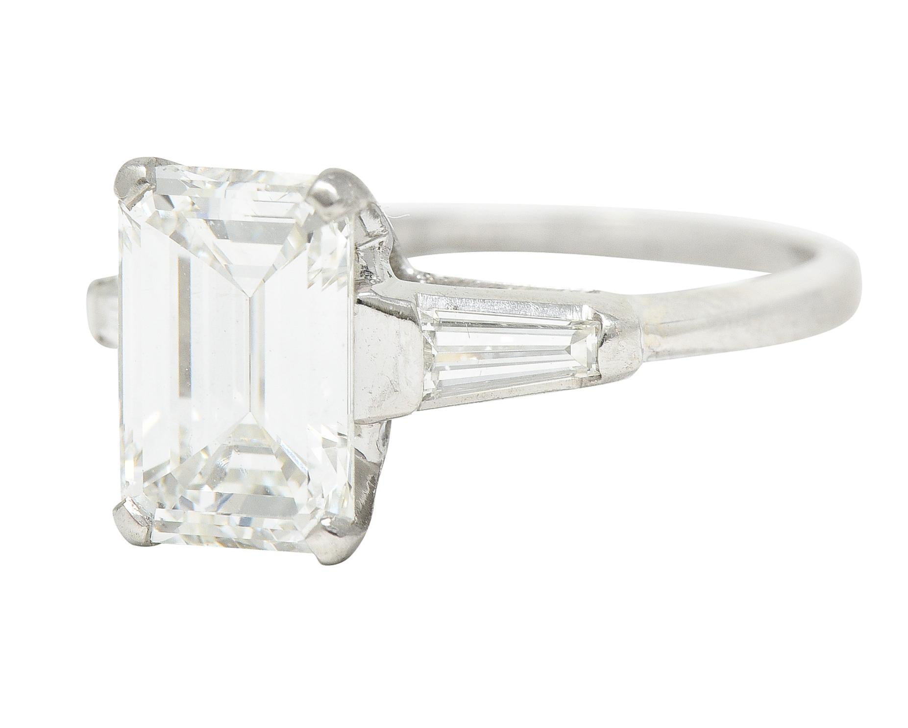 1960's 2,30 Karat Smaragdschliff Diamant Platin Vintage Verlobungsring GIA 1