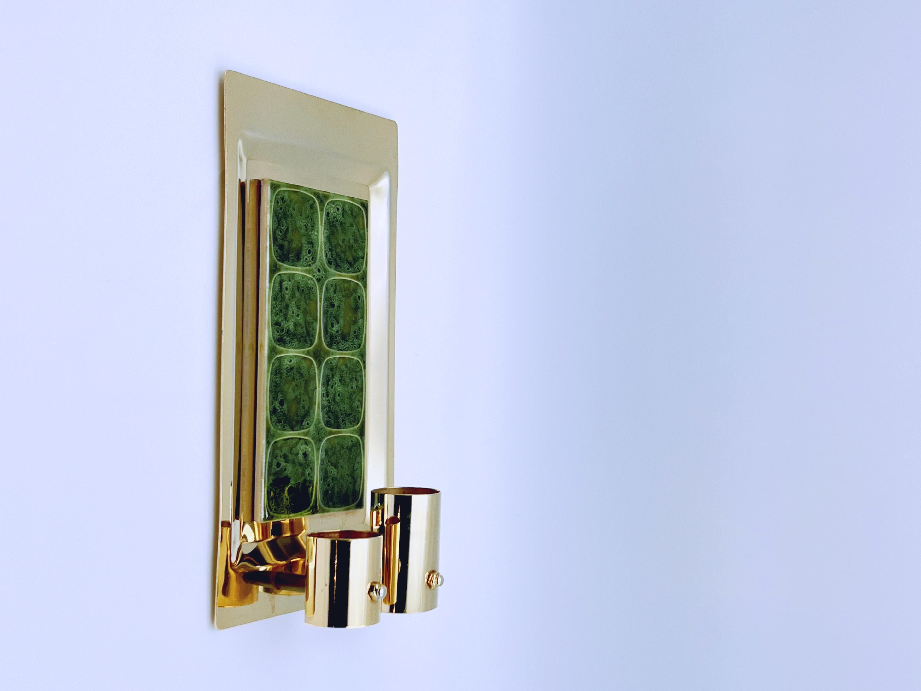 Aplique de pared/portavelas de té de los años 60 bañado en oro de 24 quilates en Excelente estado para la venta en Skien, NO