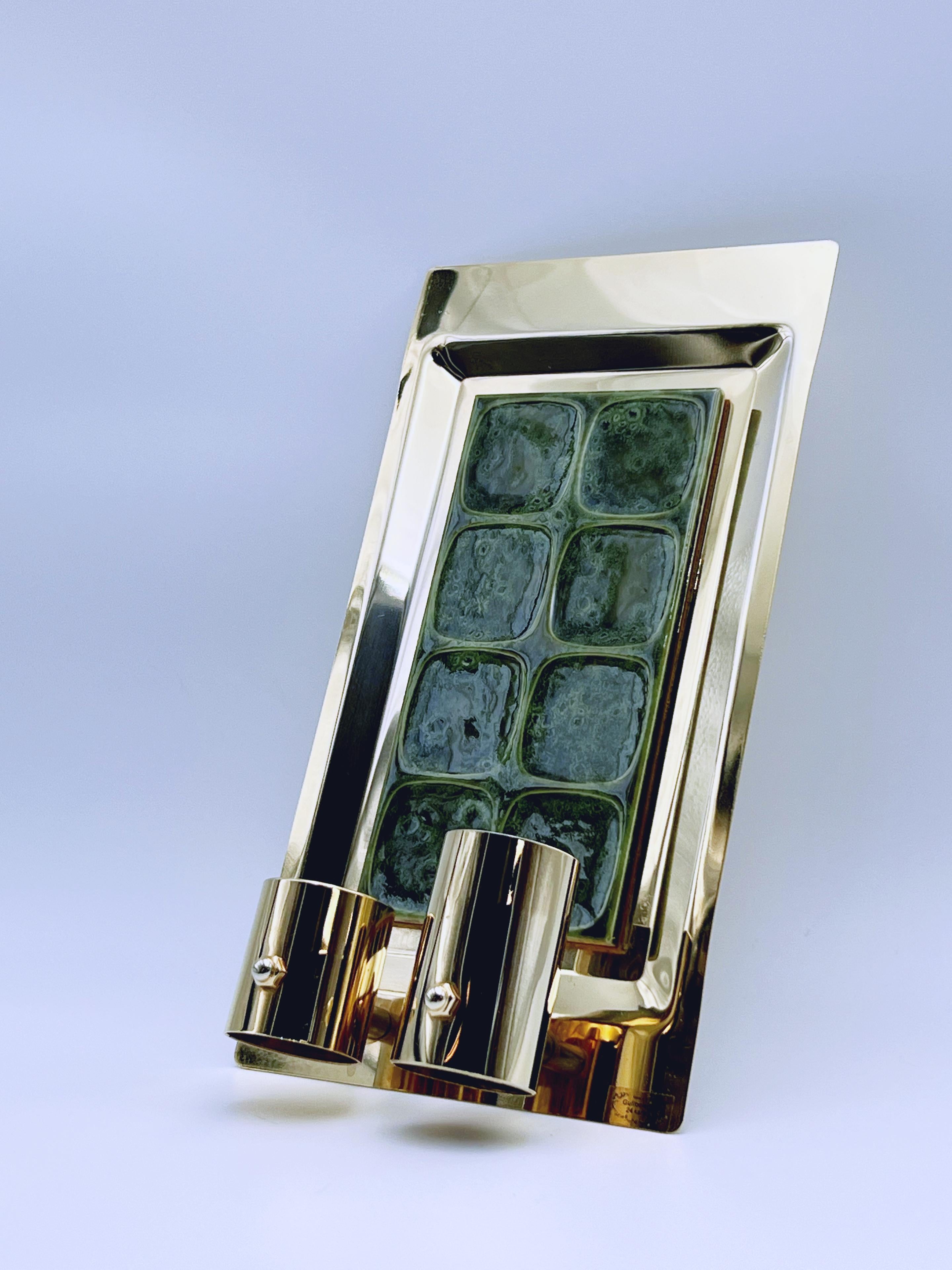 Aplique de pared/portavelas de té de los años 60 bañado en oro de 24 quilates Latón en venta