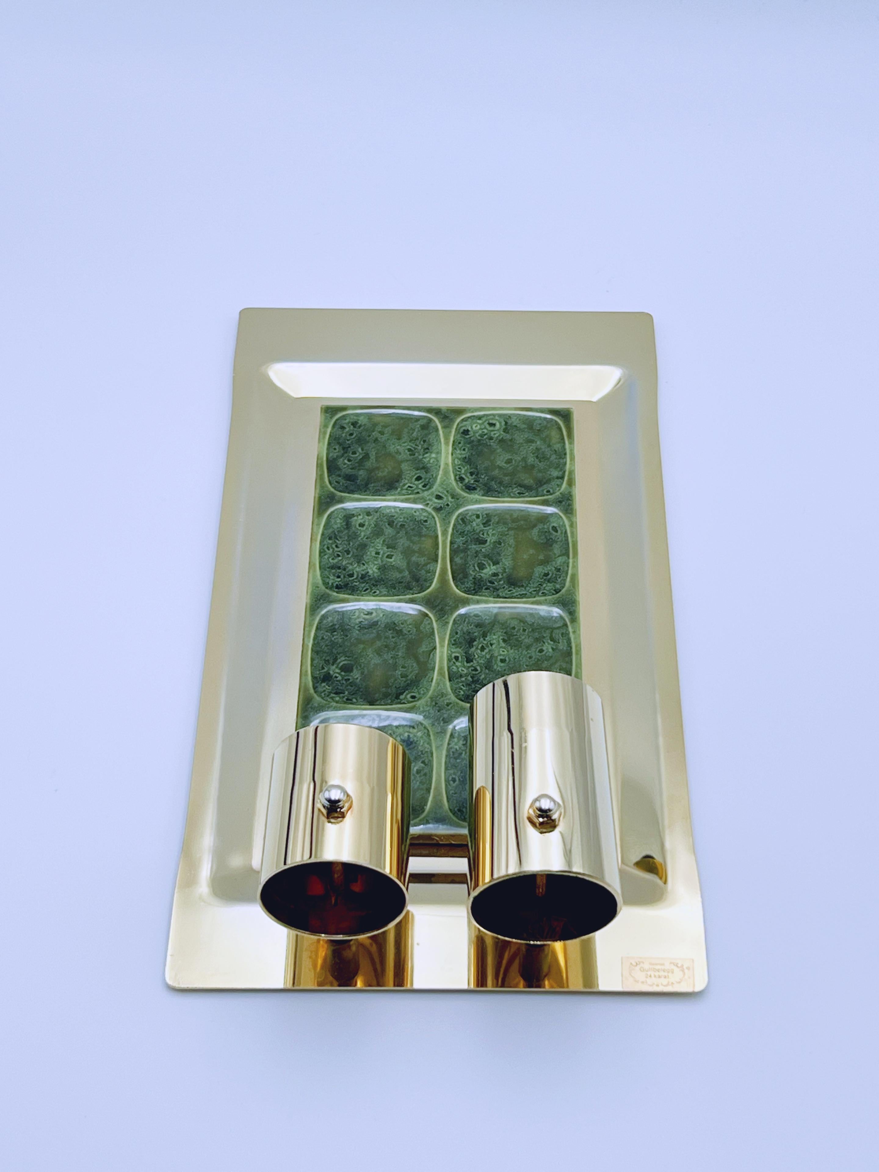 Aplique de pared/portavelas de té de los años 60 bañado en oro de 24 quilates en venta 2