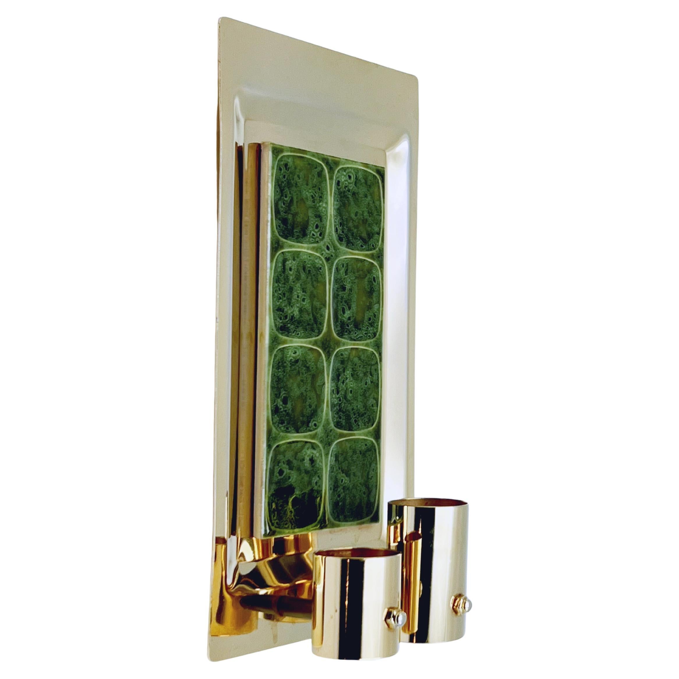 Aplique de pared/portavelas de té de los años 60 bañado en oro de 24 quilates en venta