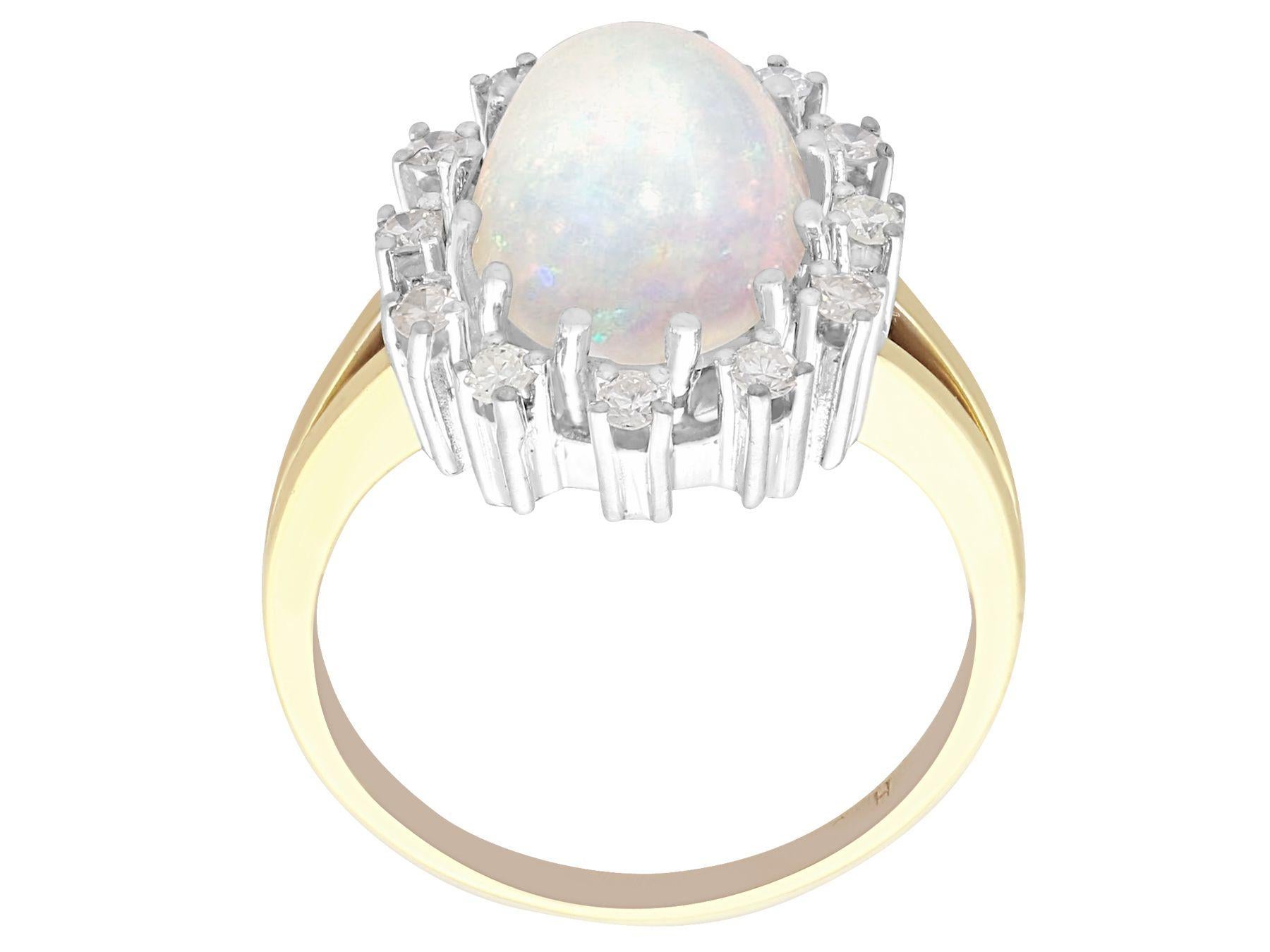 Women's 1960s 3.01 Carat Opal and Diamond Yellow Gold Cocktail Ring For Sale