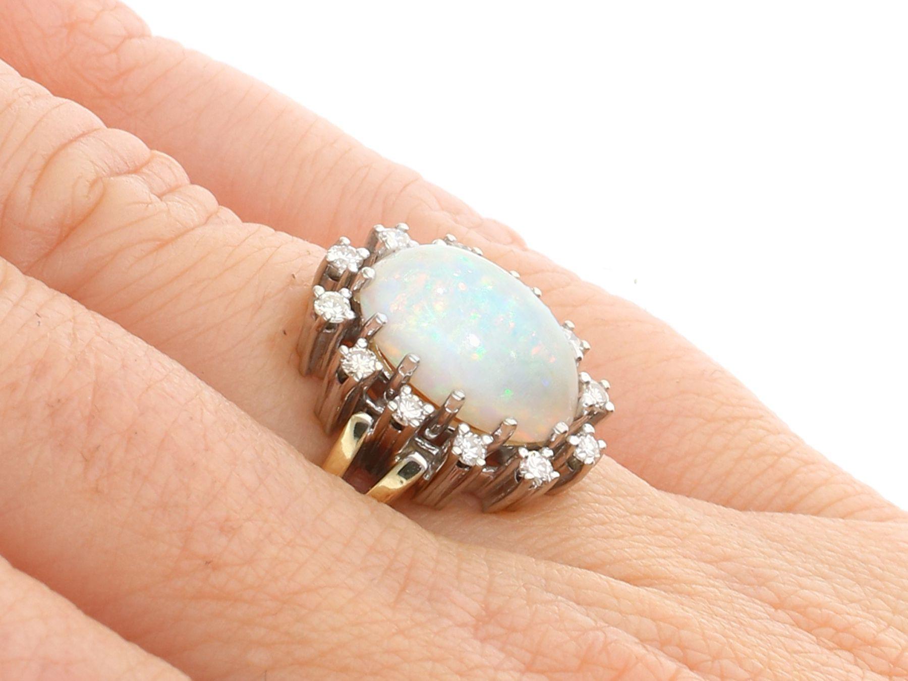 1960s 3.01 Carat Opal and Diamond Yellow Gold Cocktail Ring For Sale 2