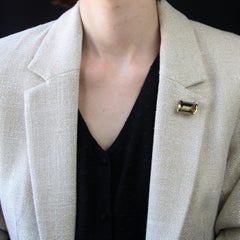 1960s 34 Carats Emerald-Cut Citrine 18 Karat Yellow Gold Brooch Pendant