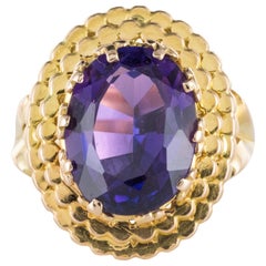 1960s 3.80 Carat Amethyst 18 Karat Yellow Gold Ring