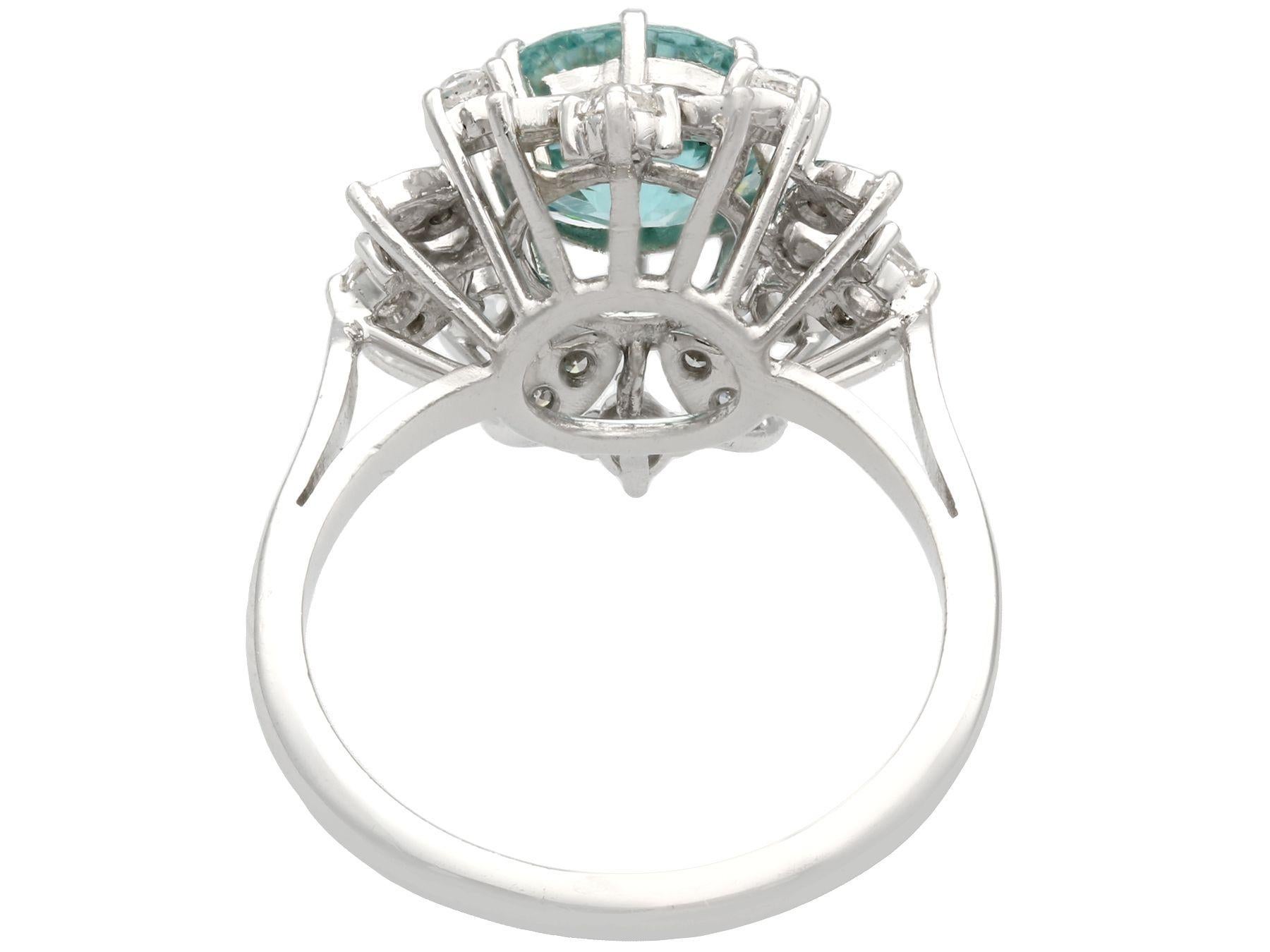1960s 3.84 Carat High Zircon and Diamond White Gold Cocktail Ring In Excellent Condition In Jesmond, Newcastle Upon Tyne