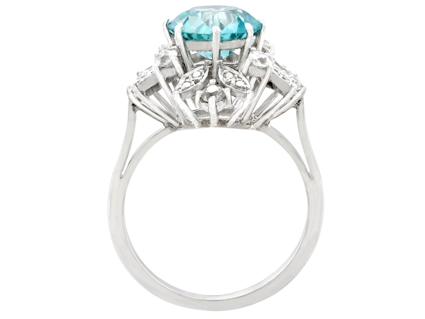 Women's 1960s 3.84 Carat High Zircon and Diamond White Gold Cocktail Ring