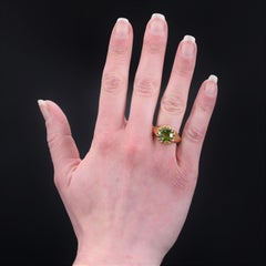 1960s 4.20 Carats Peridot 18 Karat Yellow Gold Retro Ring